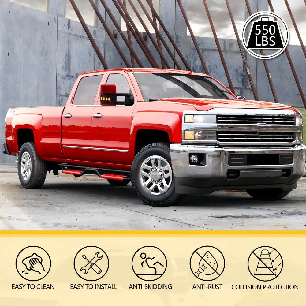 New-Gen-Running-Boards-for-2007-2018-Chevy-Silverado-Sierra-Crew-Cab-Red-features