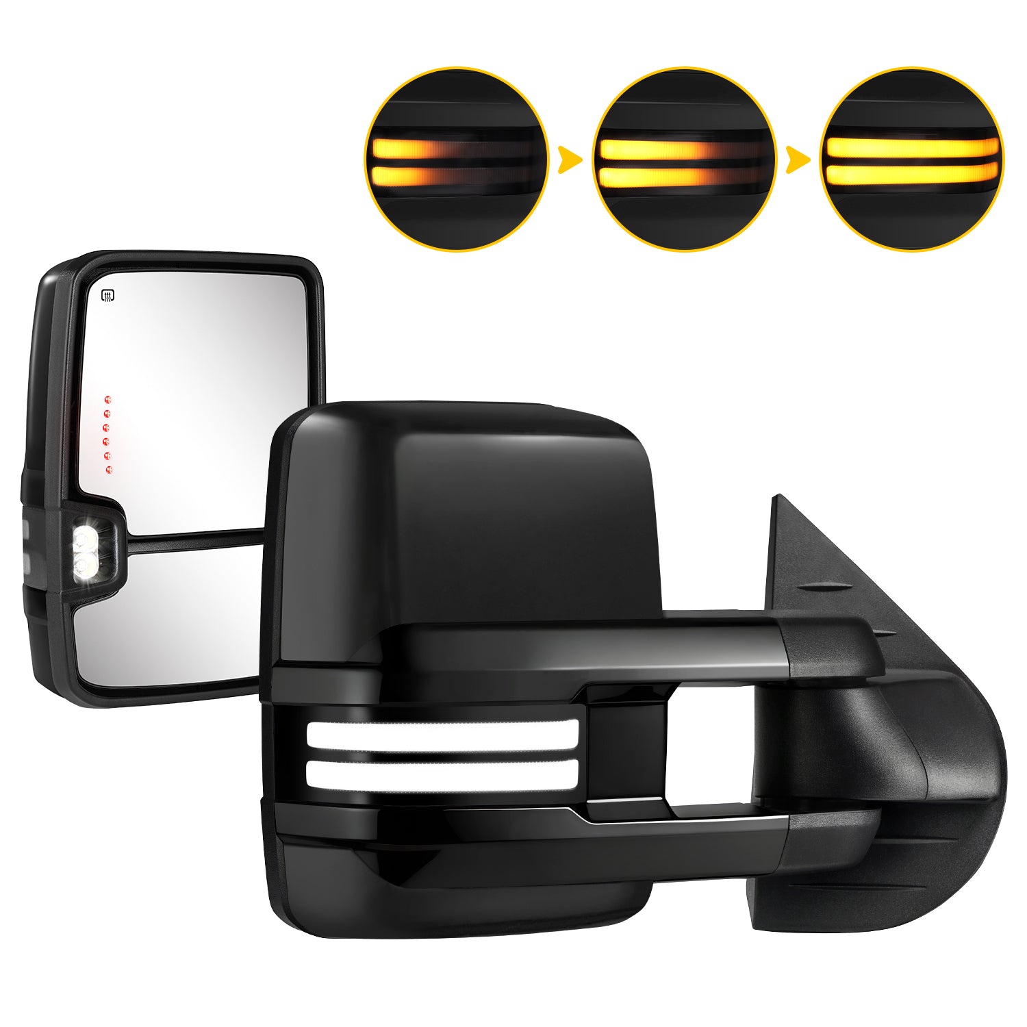 Sanooer Switchback Towing Mirrors for 2007-2014 Chevy Silverado GMC Sierra - All Painted Style