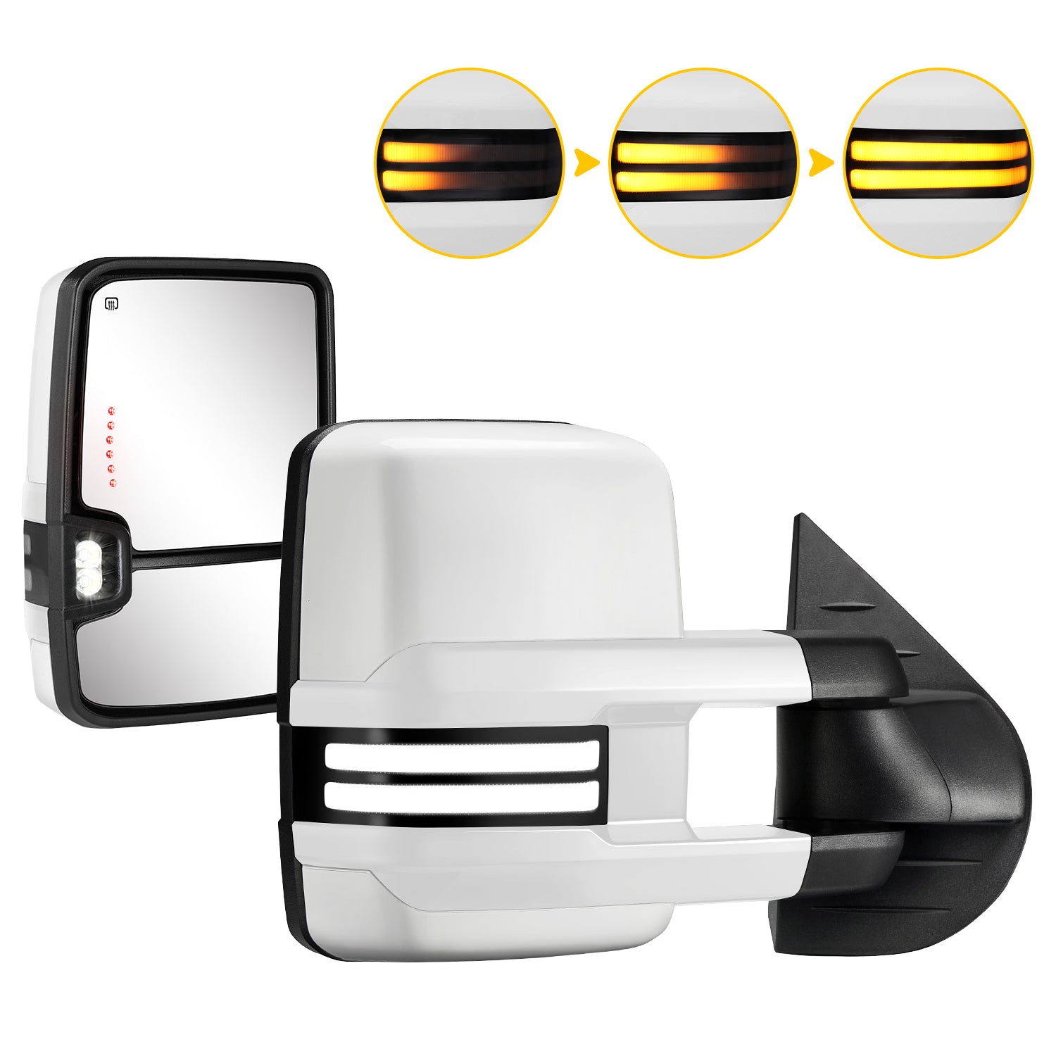 Sanooer Switchback Towing Mirrors for 2007-2014 Chevy Silverado GMC Sierra - All Painted Style