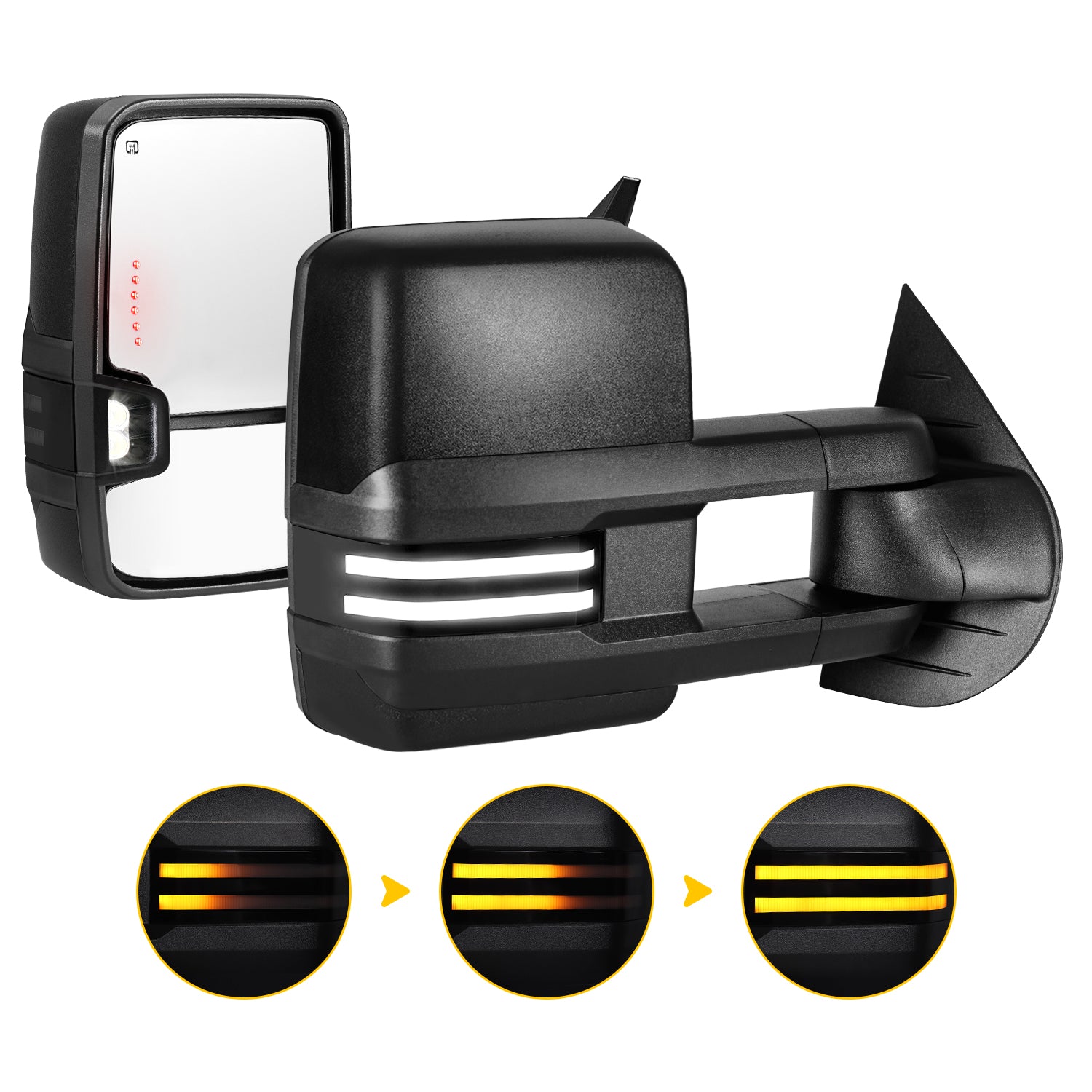 Sanooer Design Custom Extendable Telescopic Towing Mirror for 2007 New body - 2013 Chevy Silverado GMC Sierra etc