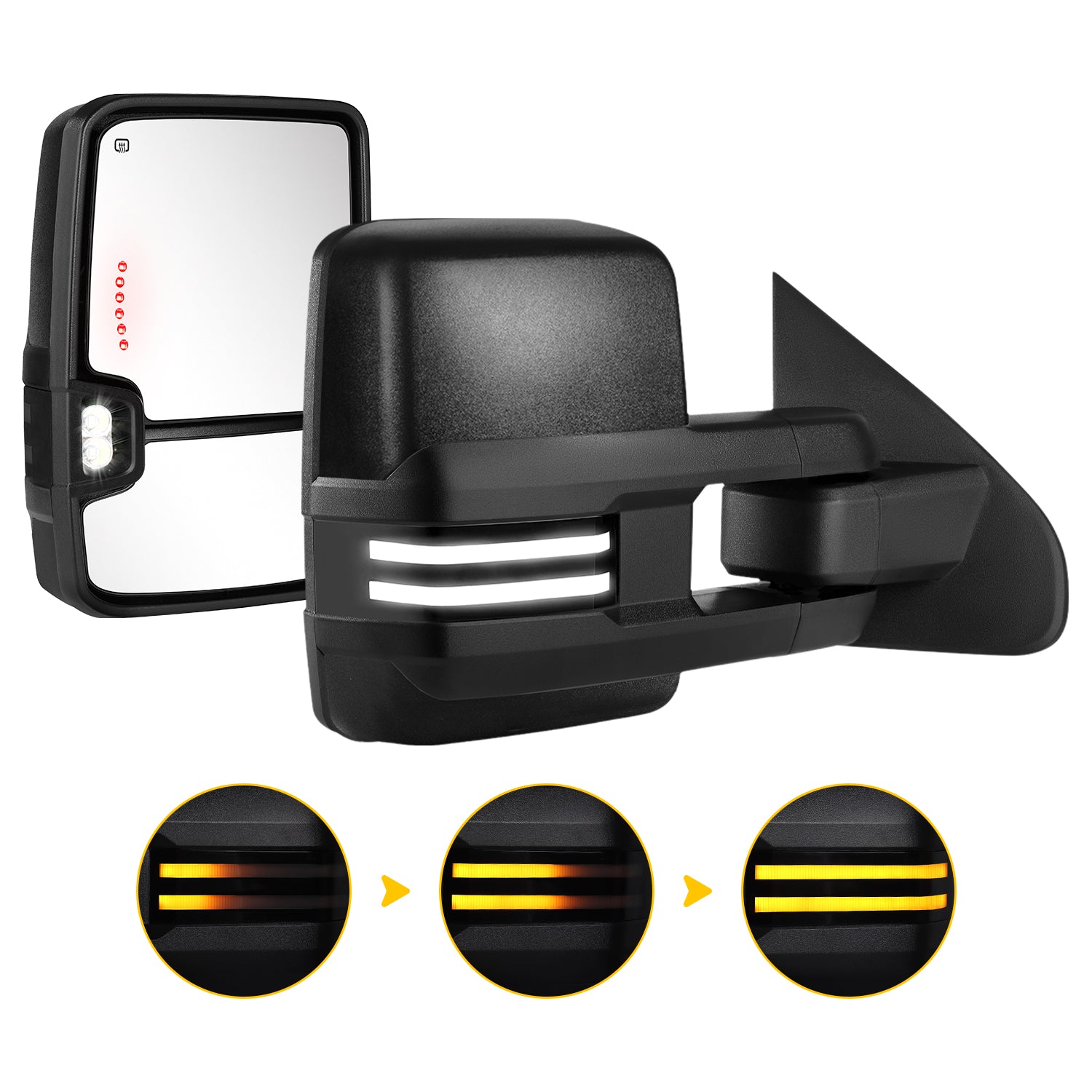 Sanooer Design Custom Extendable Telescopic Towing Mirror for 2014 - 2019 CHEVY Silverado GMC Sierra etc.