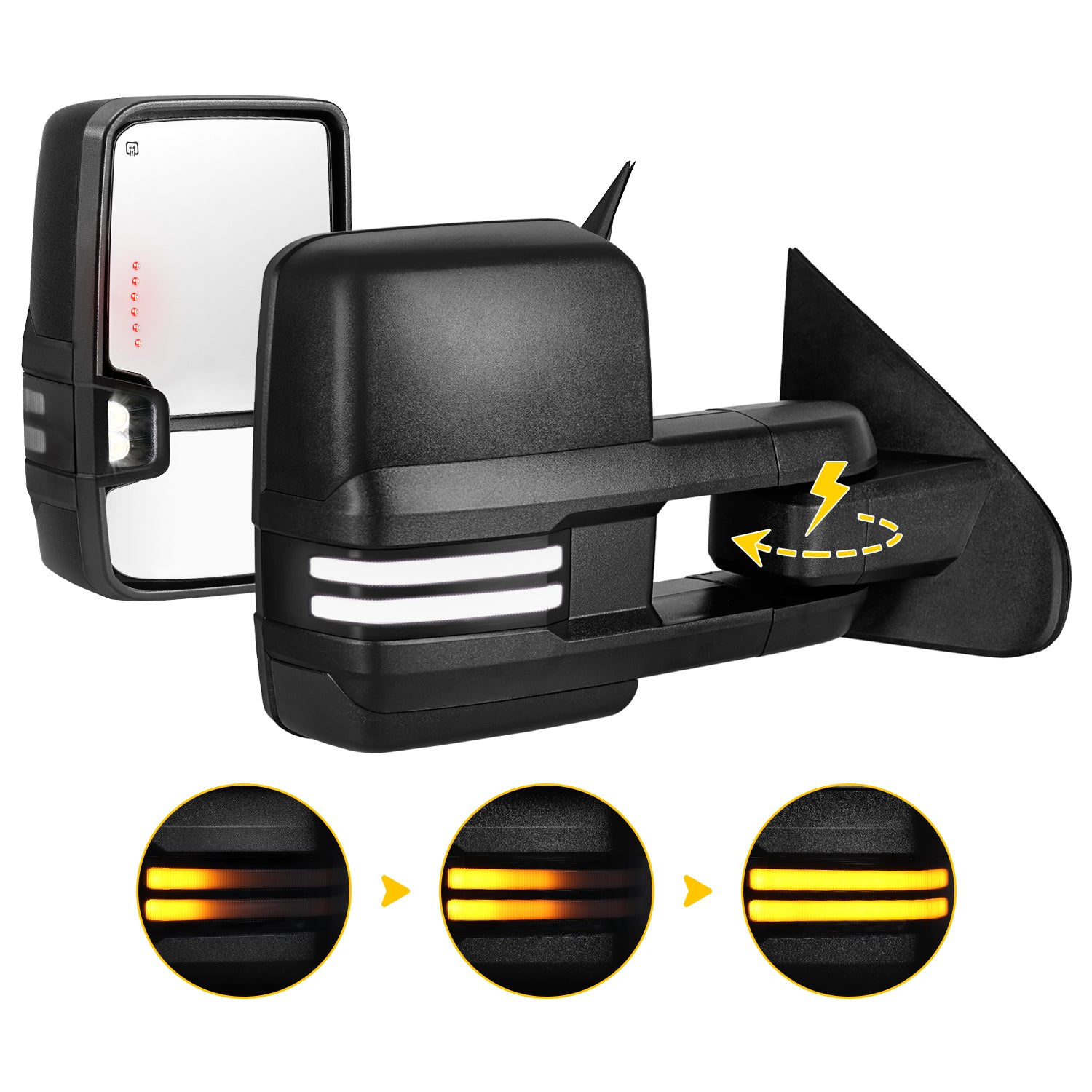 Custom Extendable Telescopic Towing Mirror for 2014 - 2019 CHEVY Silverado GMC Sierra etc.