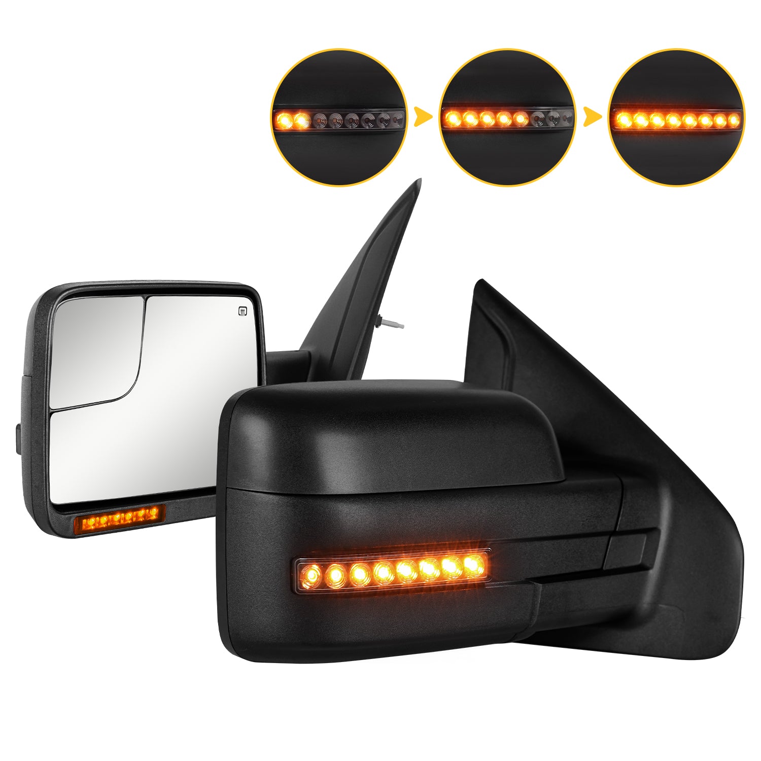 Sanooer Towing Mirrors for 2004-2014 Ford F150 - Power Heated with LED Signals