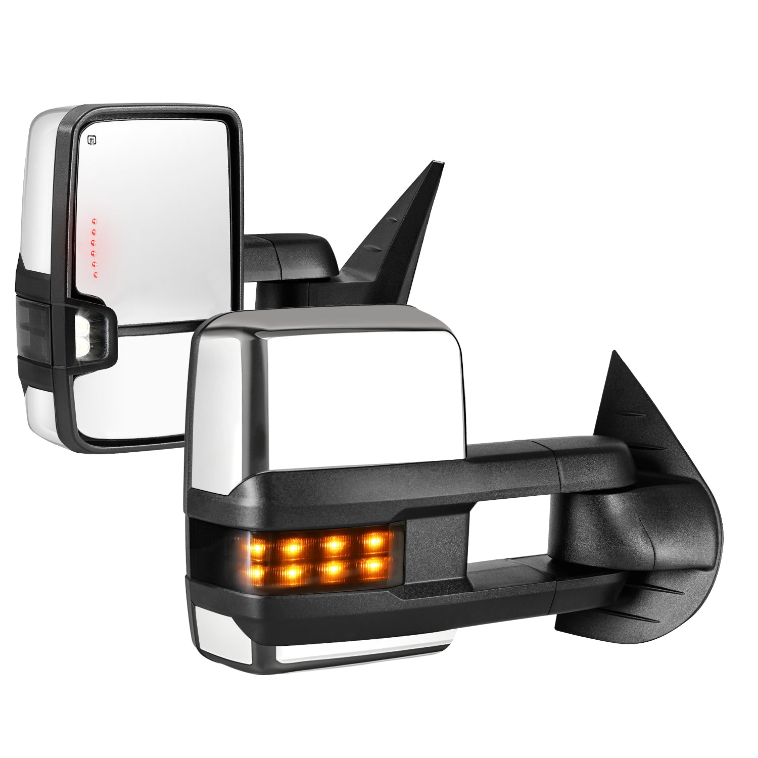 Sanooer Towing Mirrors Chrome for 2007-2013 Chevy Silverado GMC Sierra Multifunction Pair Set