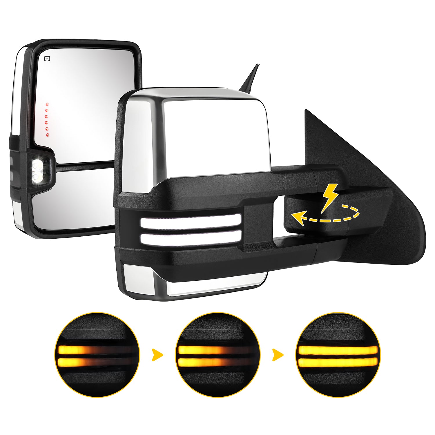 Custom Extendable Telescopic Towing Mirror for 2014 - 2019 CHEVY Silverado GMC Sierra etc.