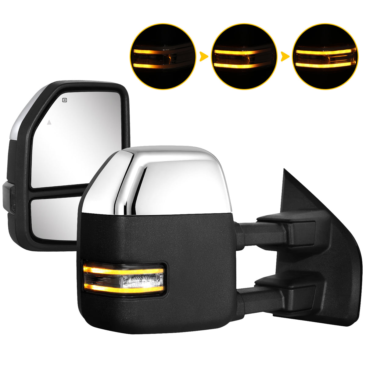 Sanooer Tow Mirrors for 2021-2026 Ford F150, 2023-2026 F250 F350 F450 - Heated Adjustable LED Signal