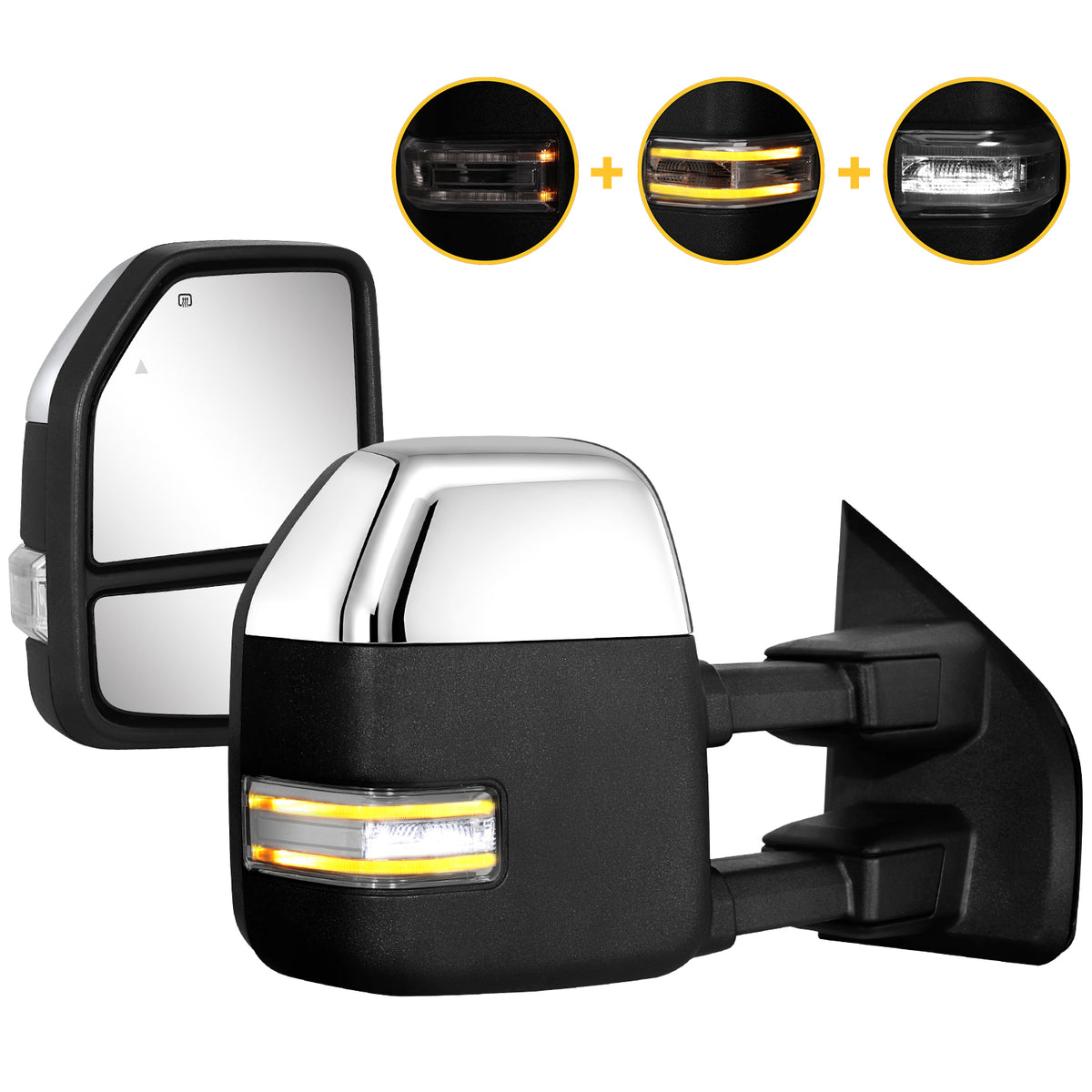 Sanooer Tow Mirrors for 2021-2026 Ford F150, 2023-2026 F250 F350 F450 - Heated Adjustable LED Signal