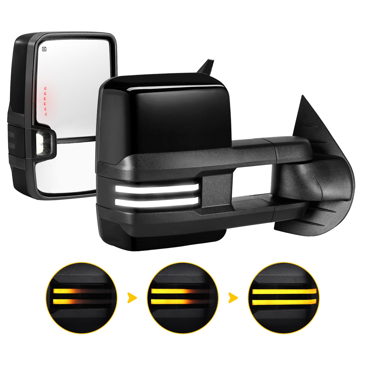 Sanooer Design Custom Extendable Telescopic Towing Mirror for 2007 New body - 2013 Chevy Silverado GMC Sierra etc