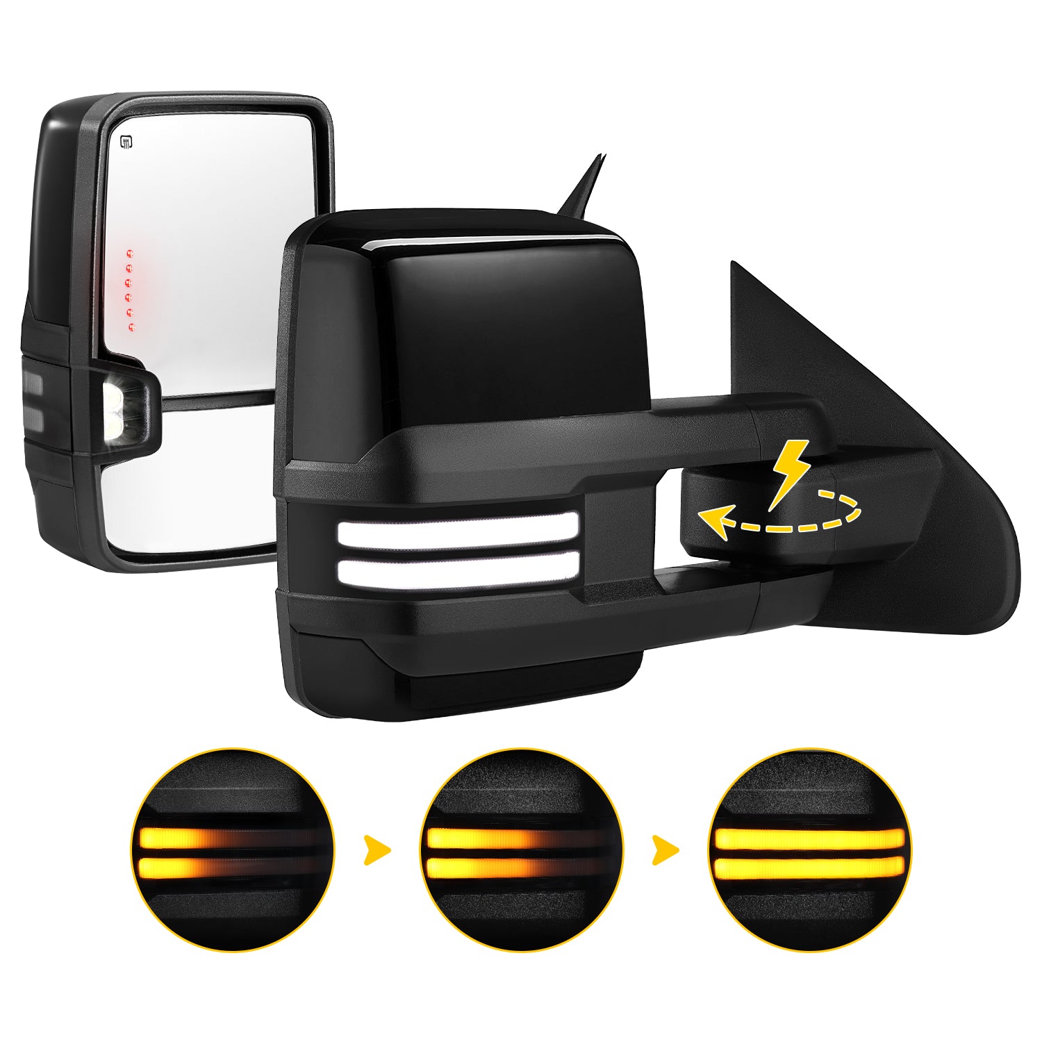 Custom Extendable Telescopic Towing Mirror for 2014 - 2019 CHEVY Silverado GMC Sierra etc.
