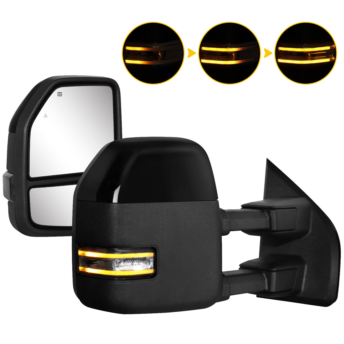 Sanooer Tow Mirrors for 2021-2026 Ford F150, 2023-2026 F250 F350 F450 - Heated Adjustable LED Signal
