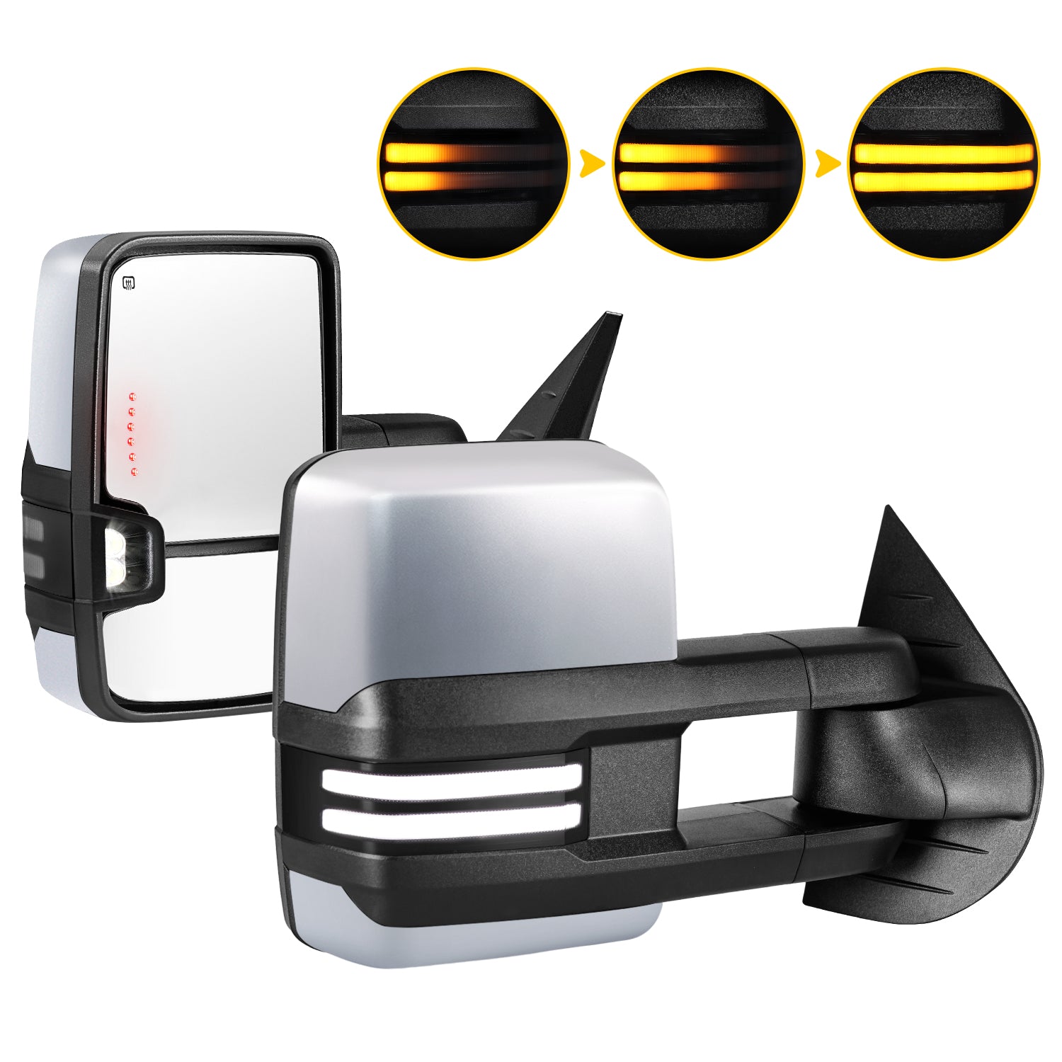 Sanooer Switchback Tow Mirrors for 2007-2014 Chevy Silverado GMC Sierra - Multicolor & Extendable