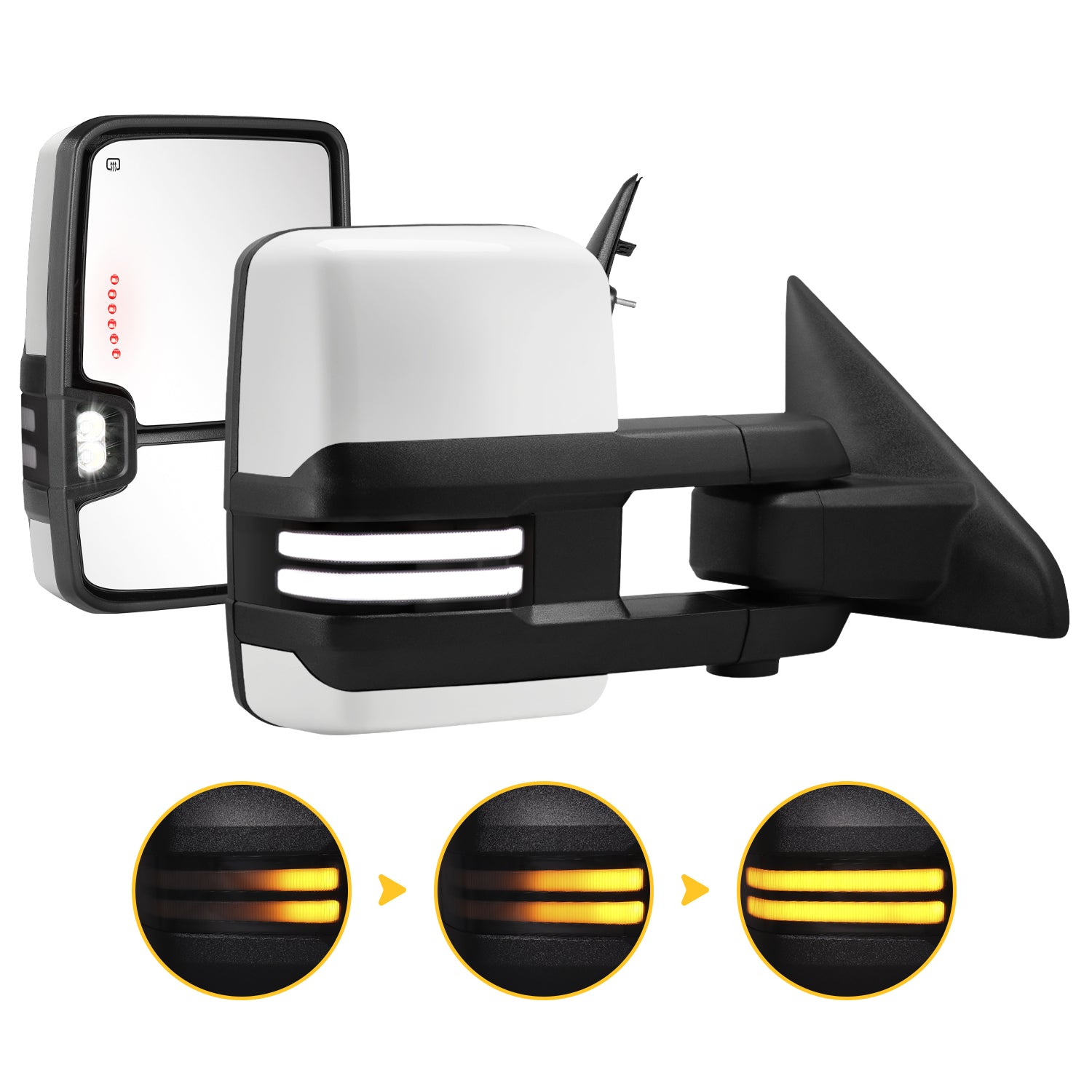 Switchback Towing Mirrors for 2009-2018 Dodge Ram 1500 2500 3500, Painted White Extendable Telescopic Multifunction Pair Set