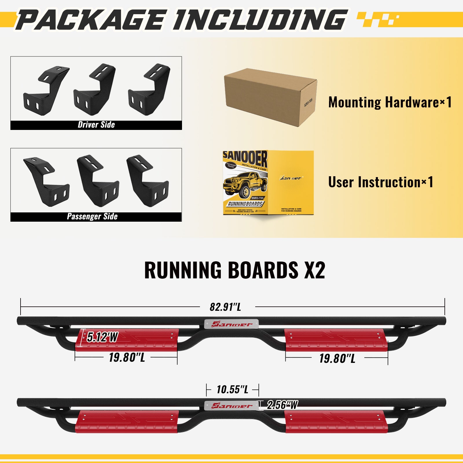 packge included with the purchase of Sanooer Running Boards 