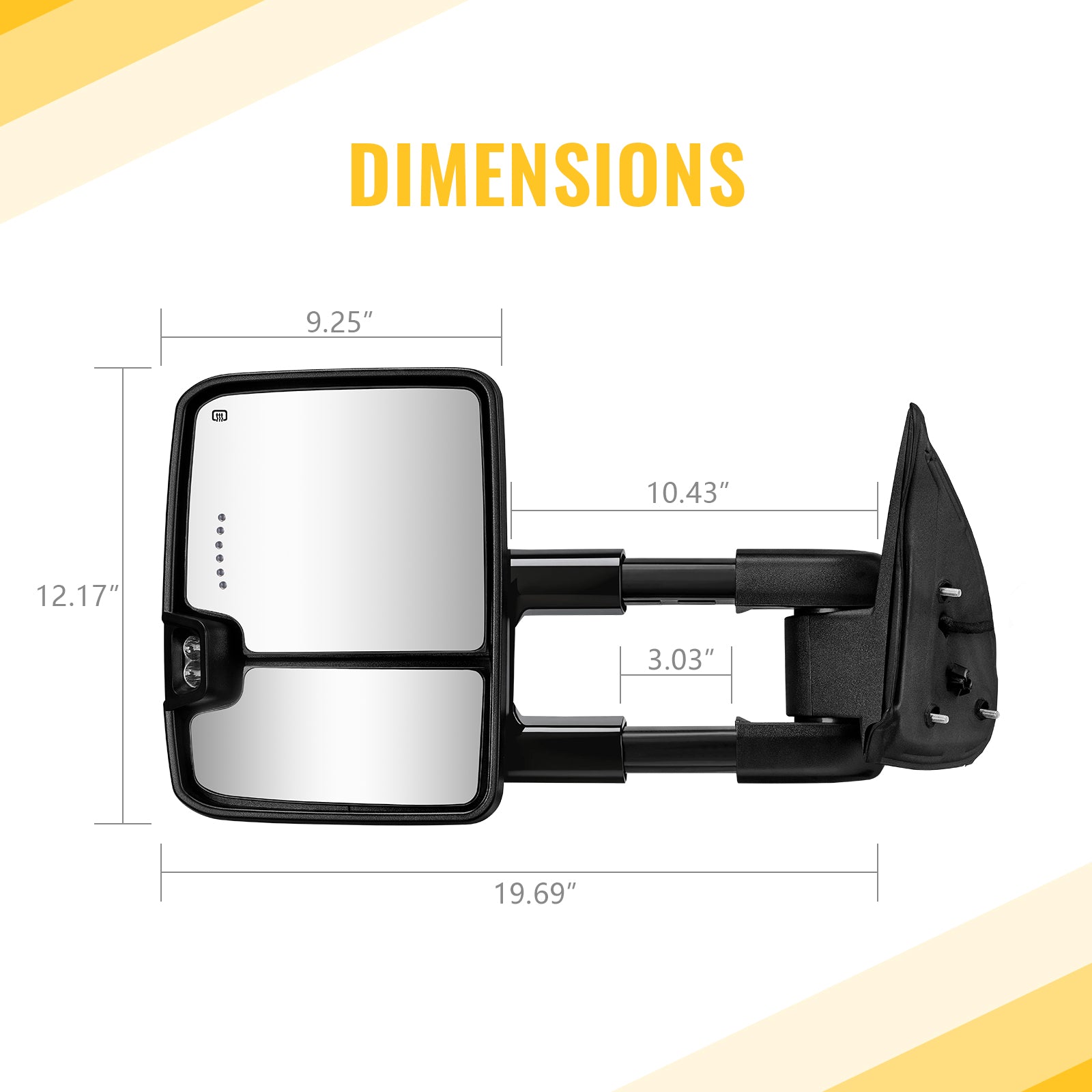 Sanooer Towing Mirror size diagram