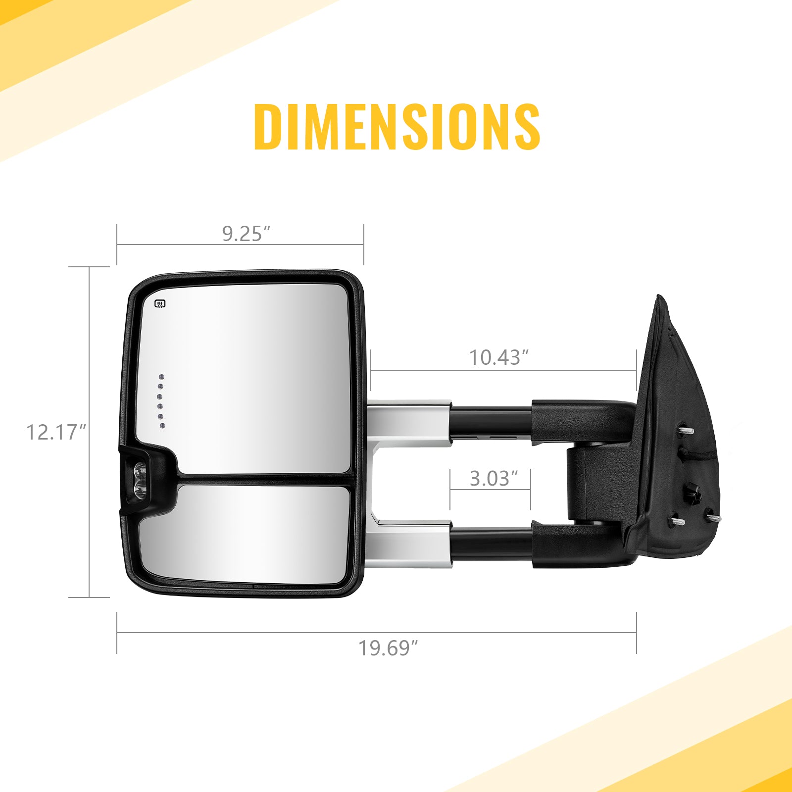 Sanooer Towing Mirror size diagram
