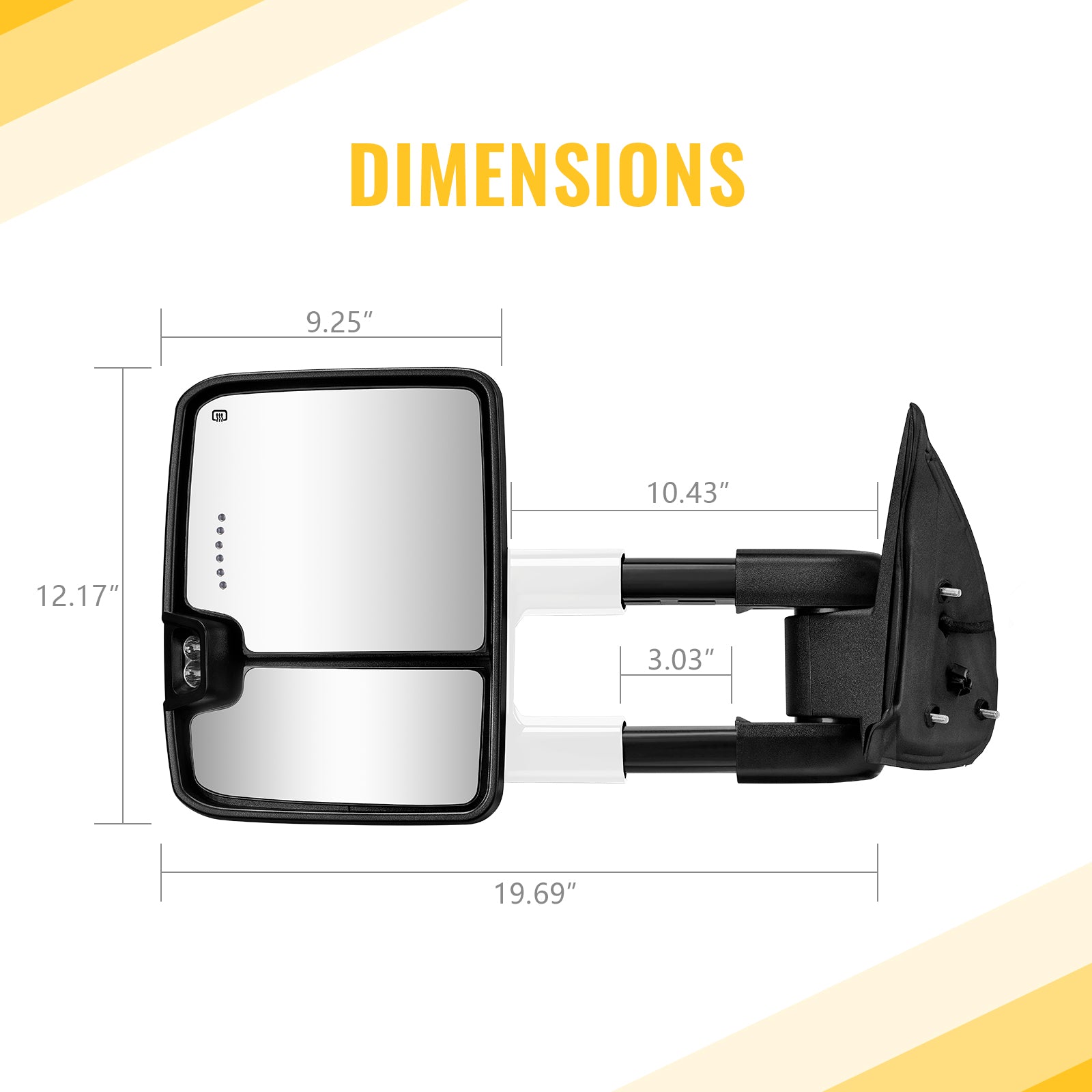 Sanooer Towing Mirror size diagram
