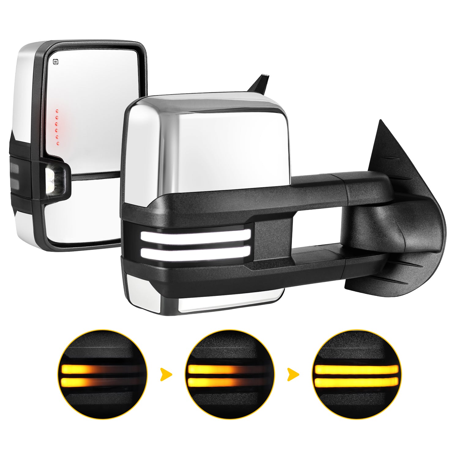 Sanooer 2007-2013 Chevy Silverado GMC Sierra Chrome Switchback Towing Mirror