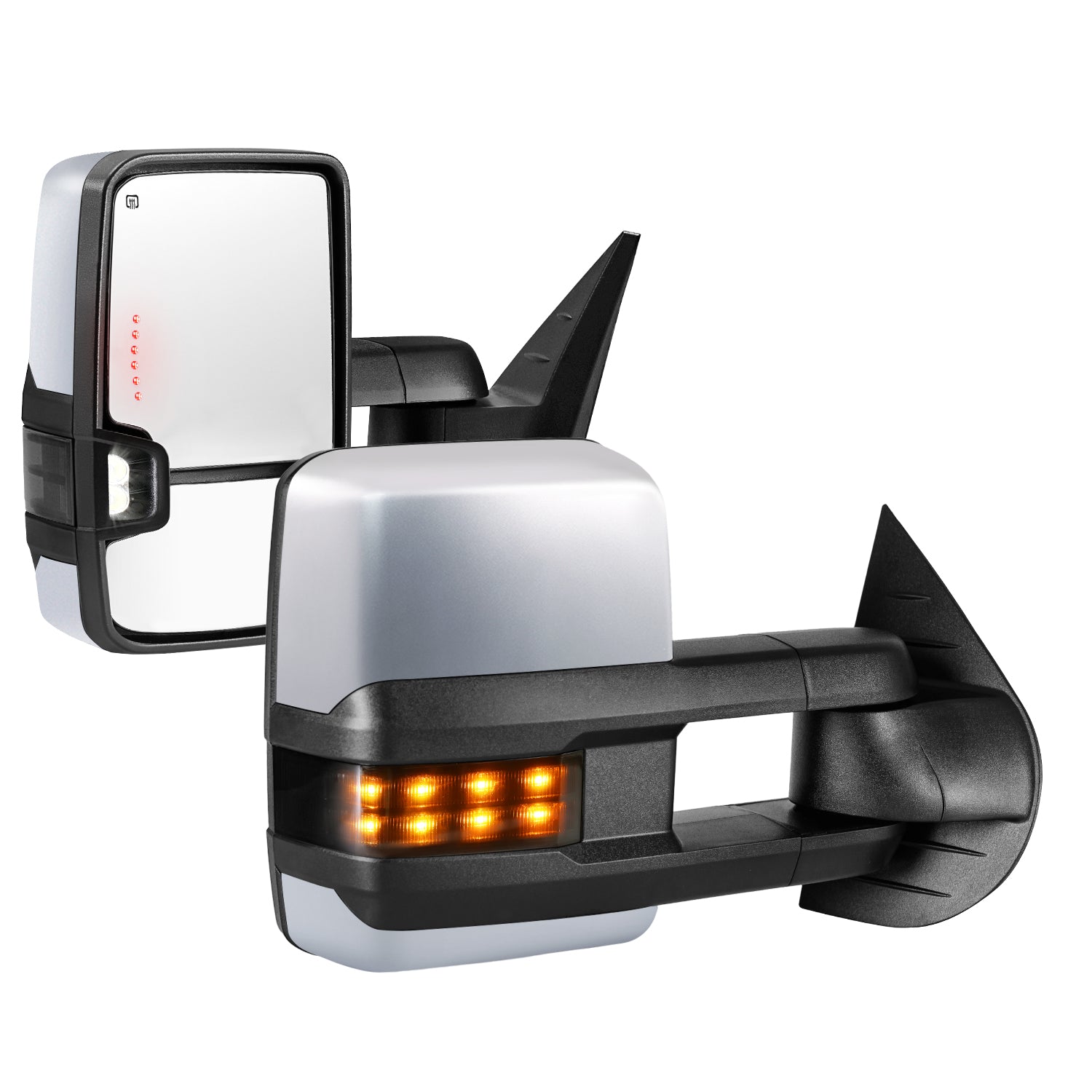 Sanooer 2007 2013 Chevy Silverado GMC Sierra Paint Silver Dotted Towing Mirror