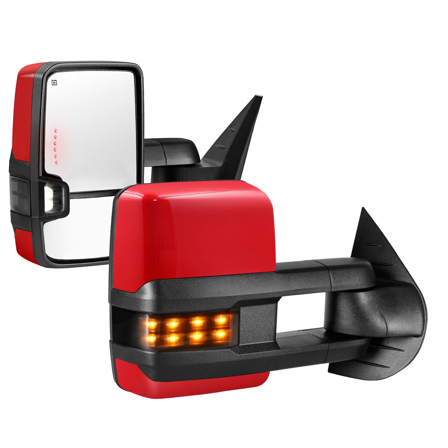 Sanooer 2007-2013 Chevy Silverado GMC Sierra Painted Red Dotted Towing Mirror