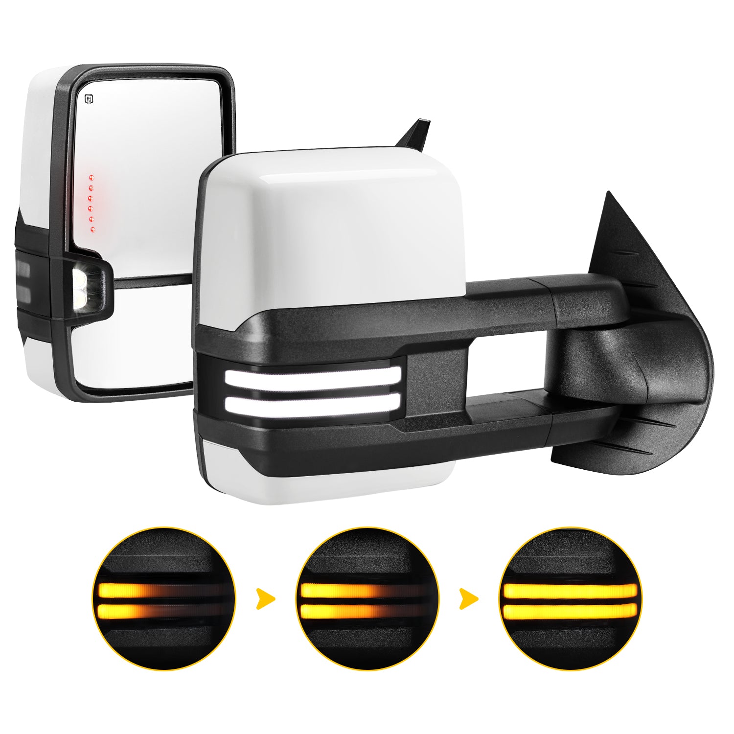 Sanooer 2007-2013 Chevy Silverado GMC Sierra Painted White Switchback Towing Mirror