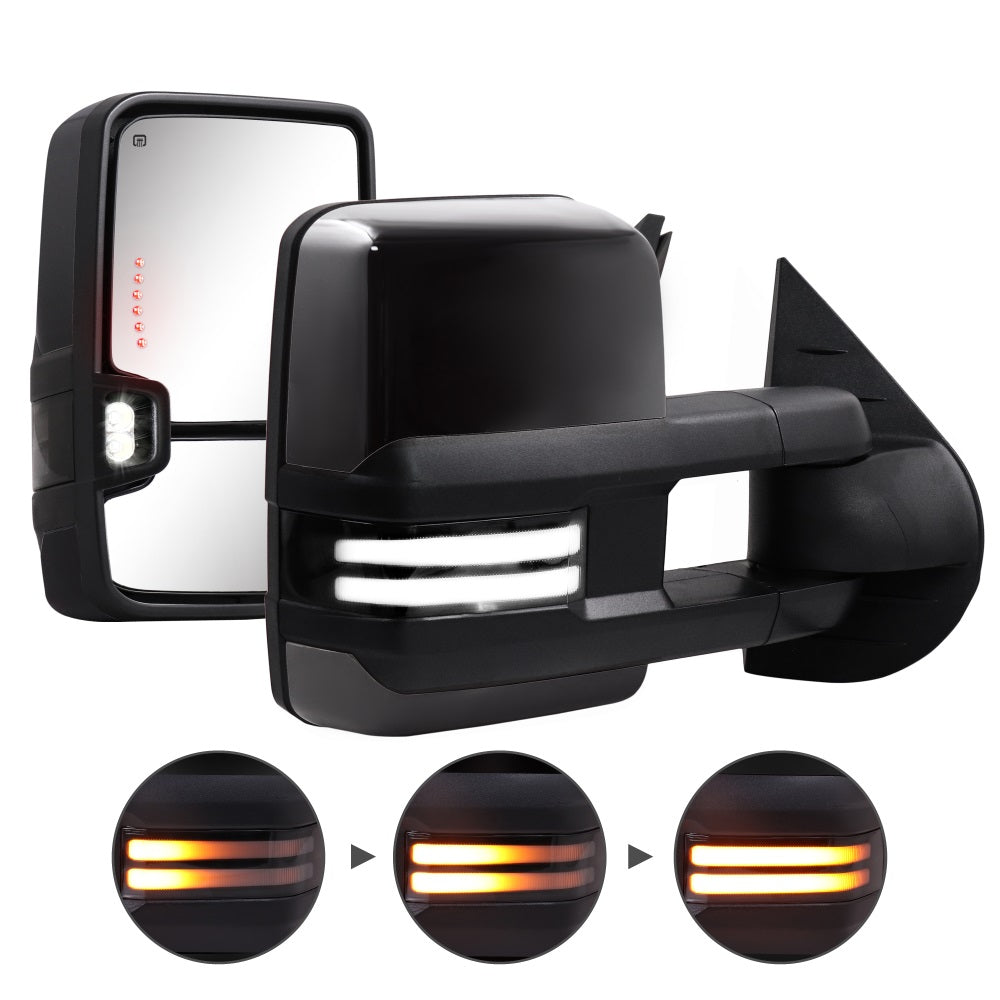 Sanooer-2007-2014-Chevy-Silverado-GMC-Sierra-Extendable-Telescopic-Paint-Black-Switchback-Towing-Mirrors-Multifunction-Pair-Set-switchback-light