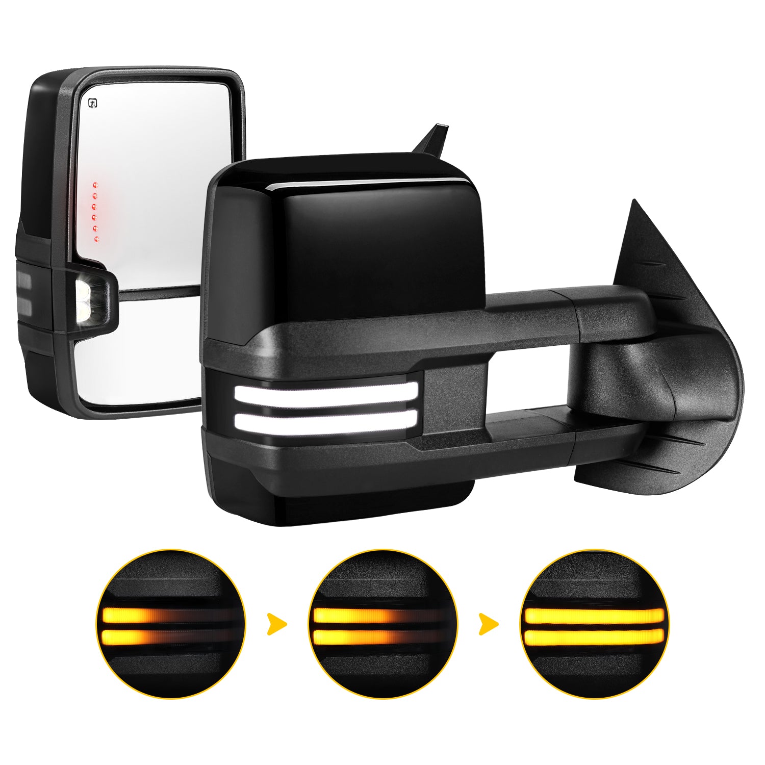 Sanooer 2007-2014 Chevy Silverado GMC Sierra Paint Black Switchback Towing Mirror