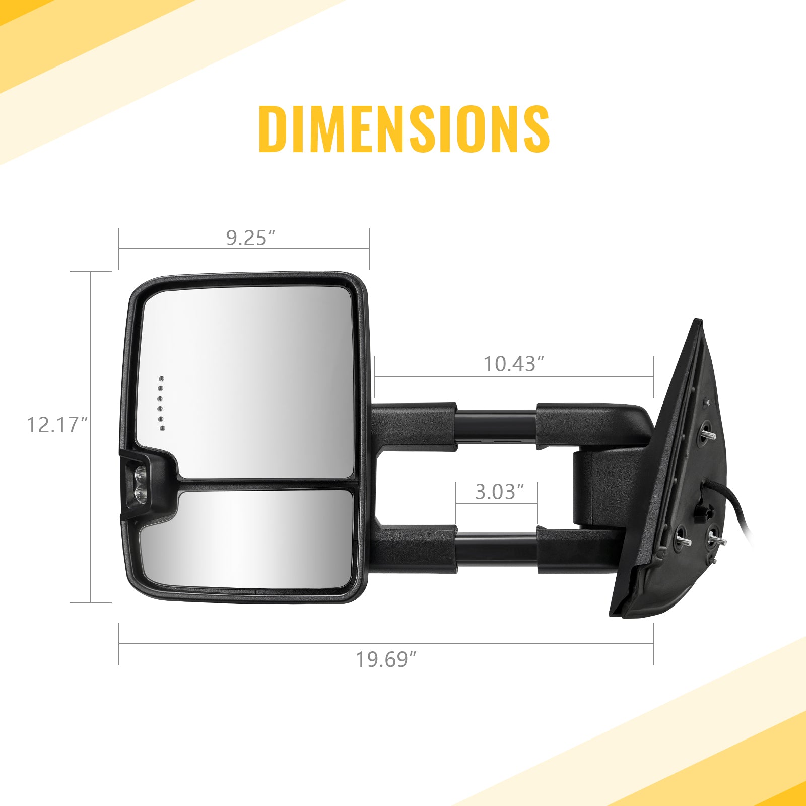 Sanooer Towing Mirror size diagram