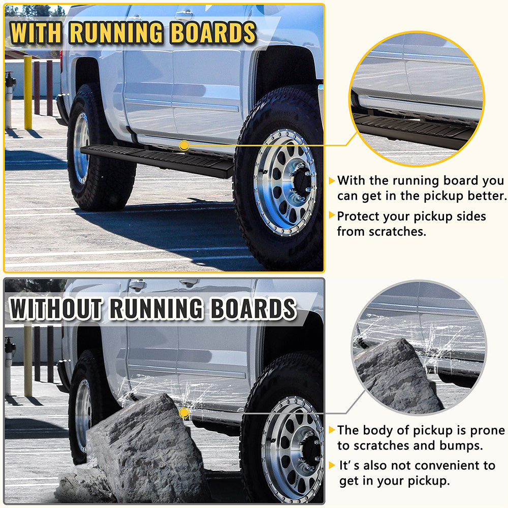 Sanooer-2007-2018-Silverado-Sierra-1500-Crew-Cab-Side-Step-Bars-Running-Boards-Black-on-truck