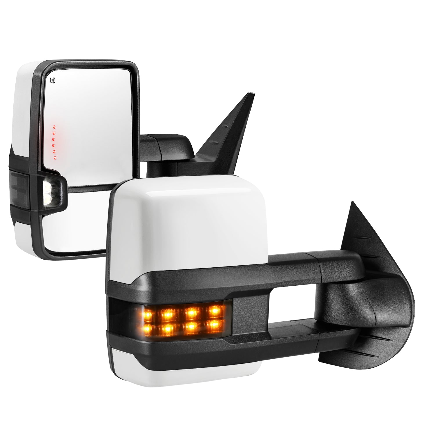 Sanooer 2007–2013 Chevy Silverado GMC Sierra Painted White Dotted Towing Mirror