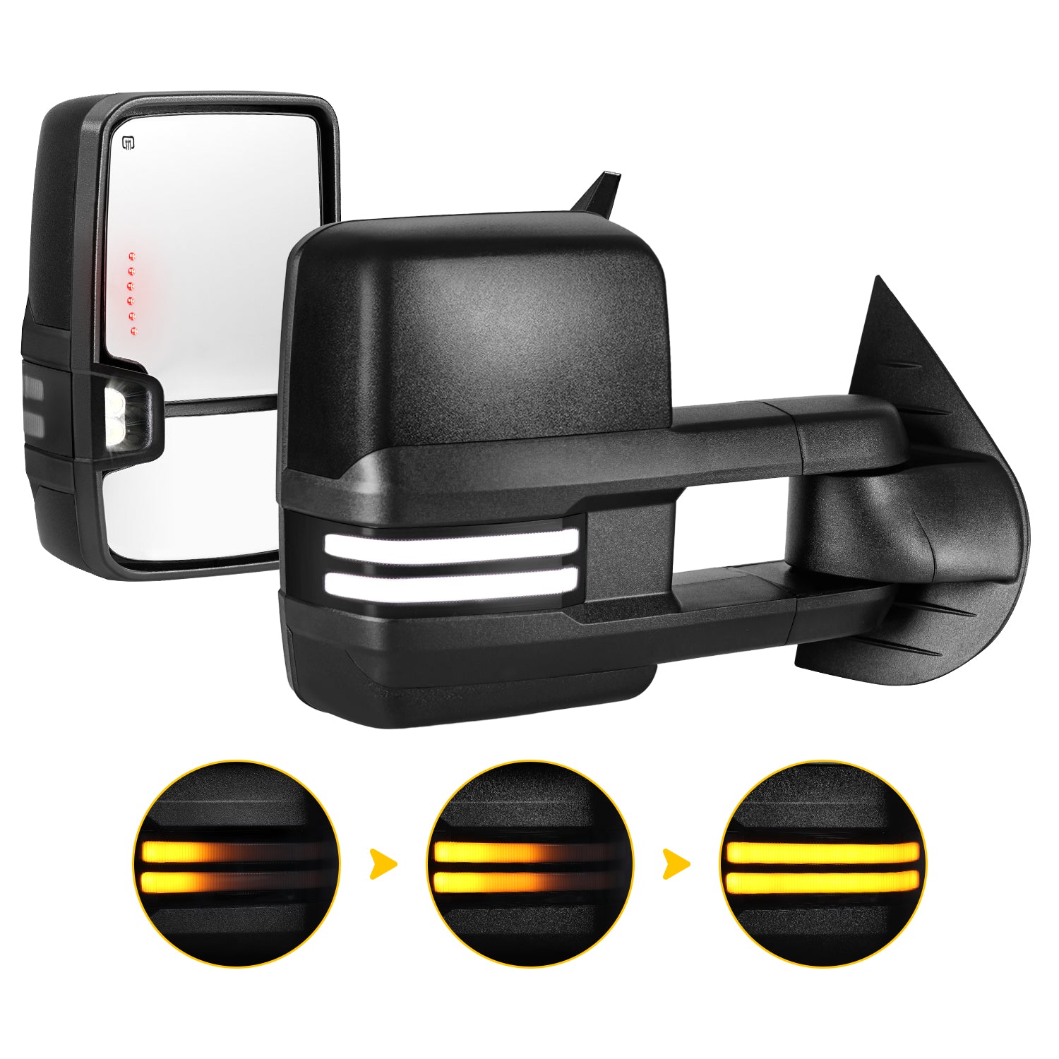 Sanooer 2007–2013 Chevy Silverado GMC Sierra Textured Switchback Towing Mirror