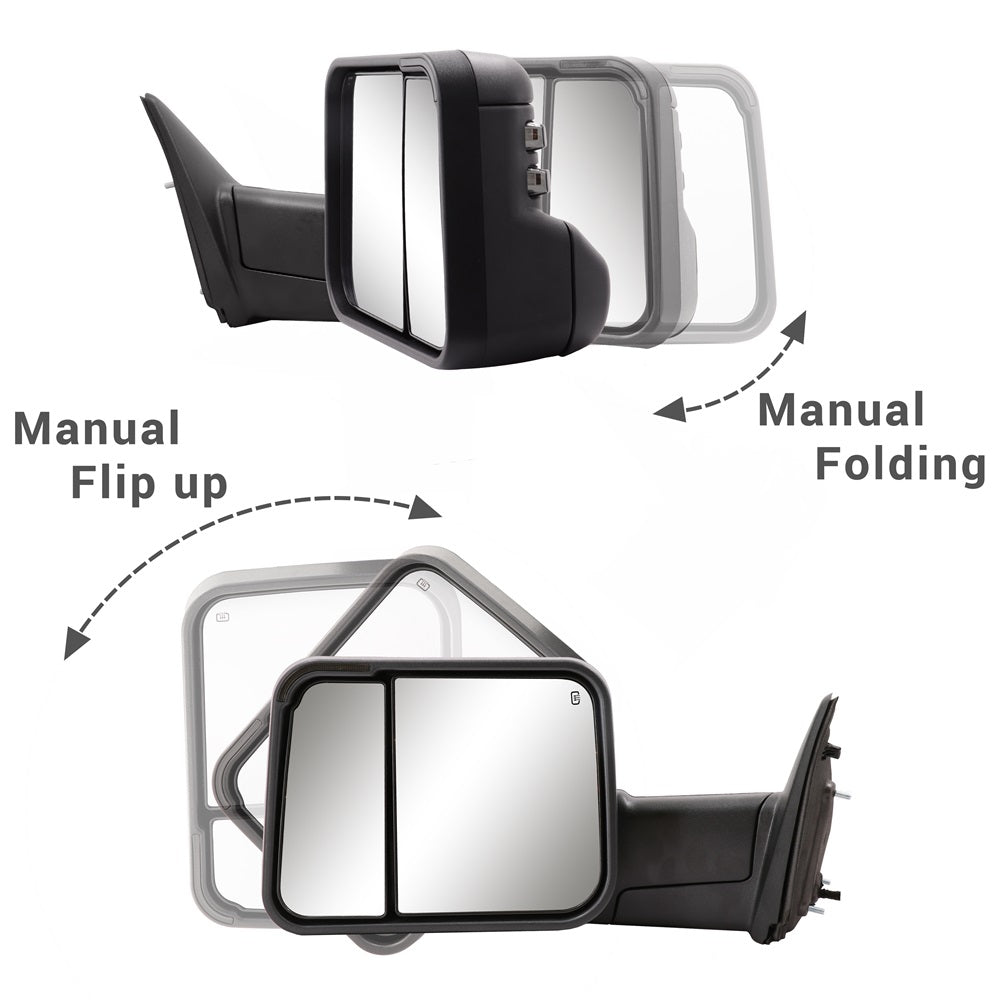 Sanooer-2009-2018-Dodge-RAM-1500-2500-3500-Basic-Custom-Telescopic-Towing-Mirror-manual-flip-up-folding