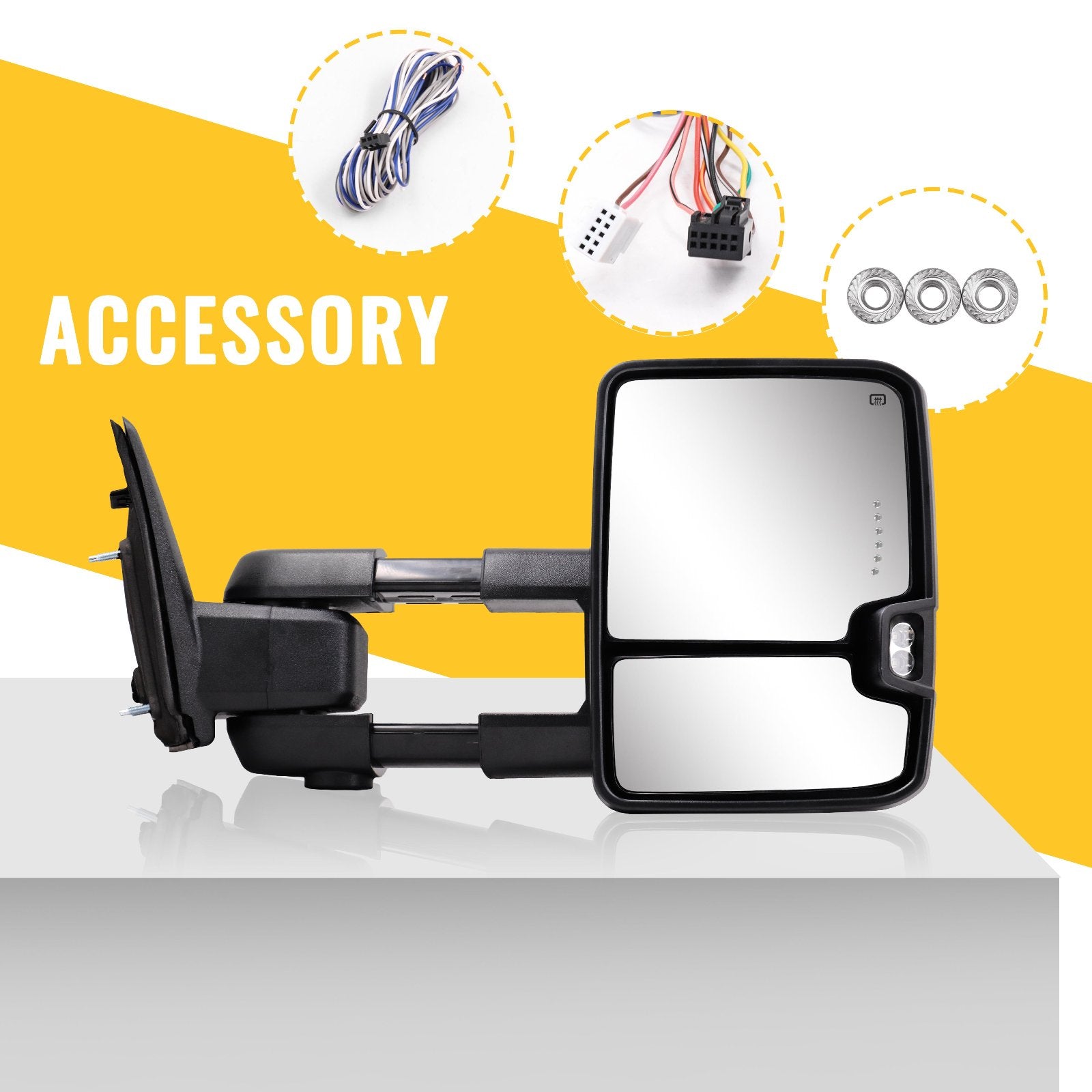 Sanooer-2009-2018-Dodge-Ram-1500-2500-3500-Basic-Towing-Mirrors-Extendable-Telescopic-Multifunction-Yellow-Lens-accessories