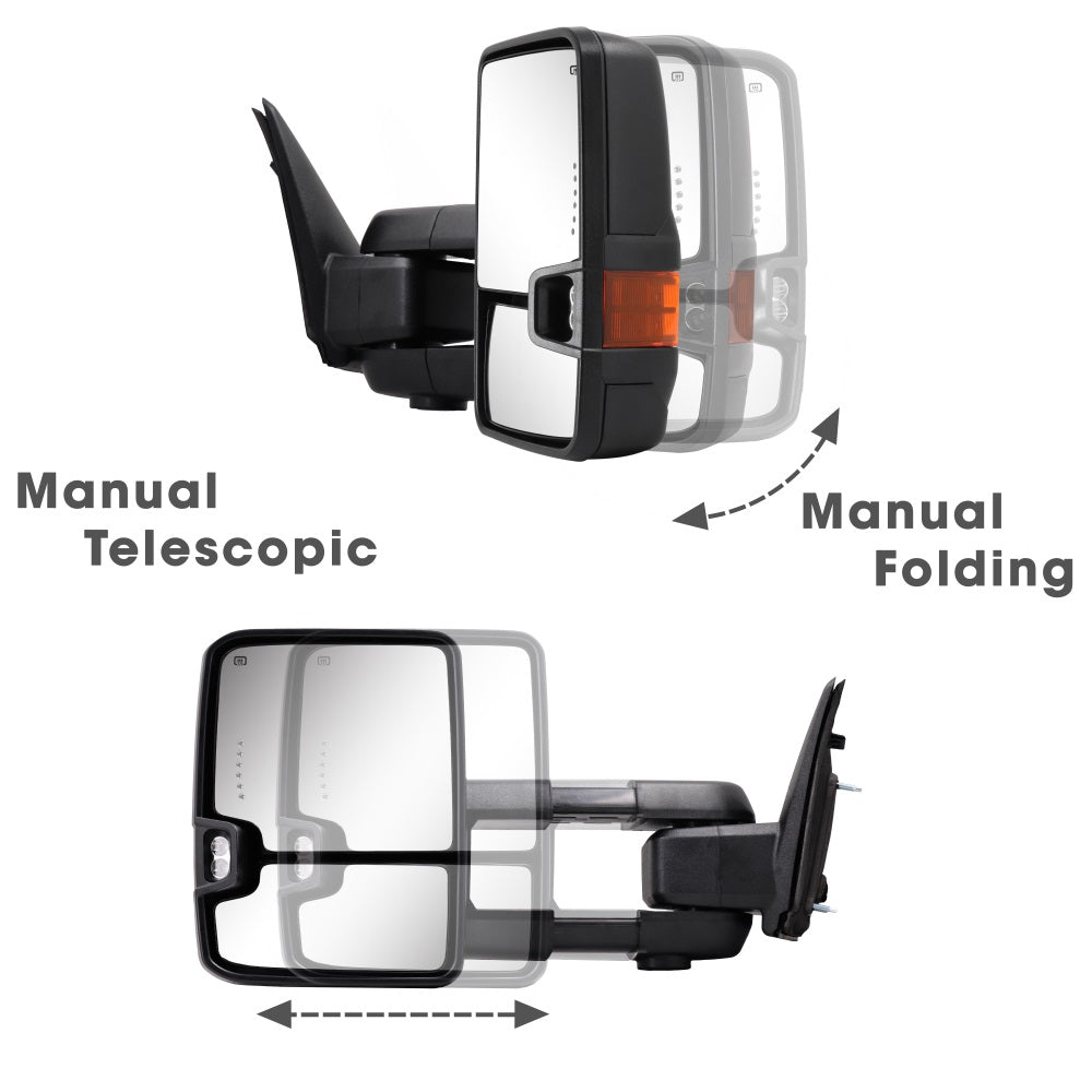 Sanooer-2009-2018-Dodge-Ram-1500-2500-3500-Basic-Towing-Mirrors-Extendable-Telescopic-Multifunction-Yellow-Lens-manual-telescopic-folding