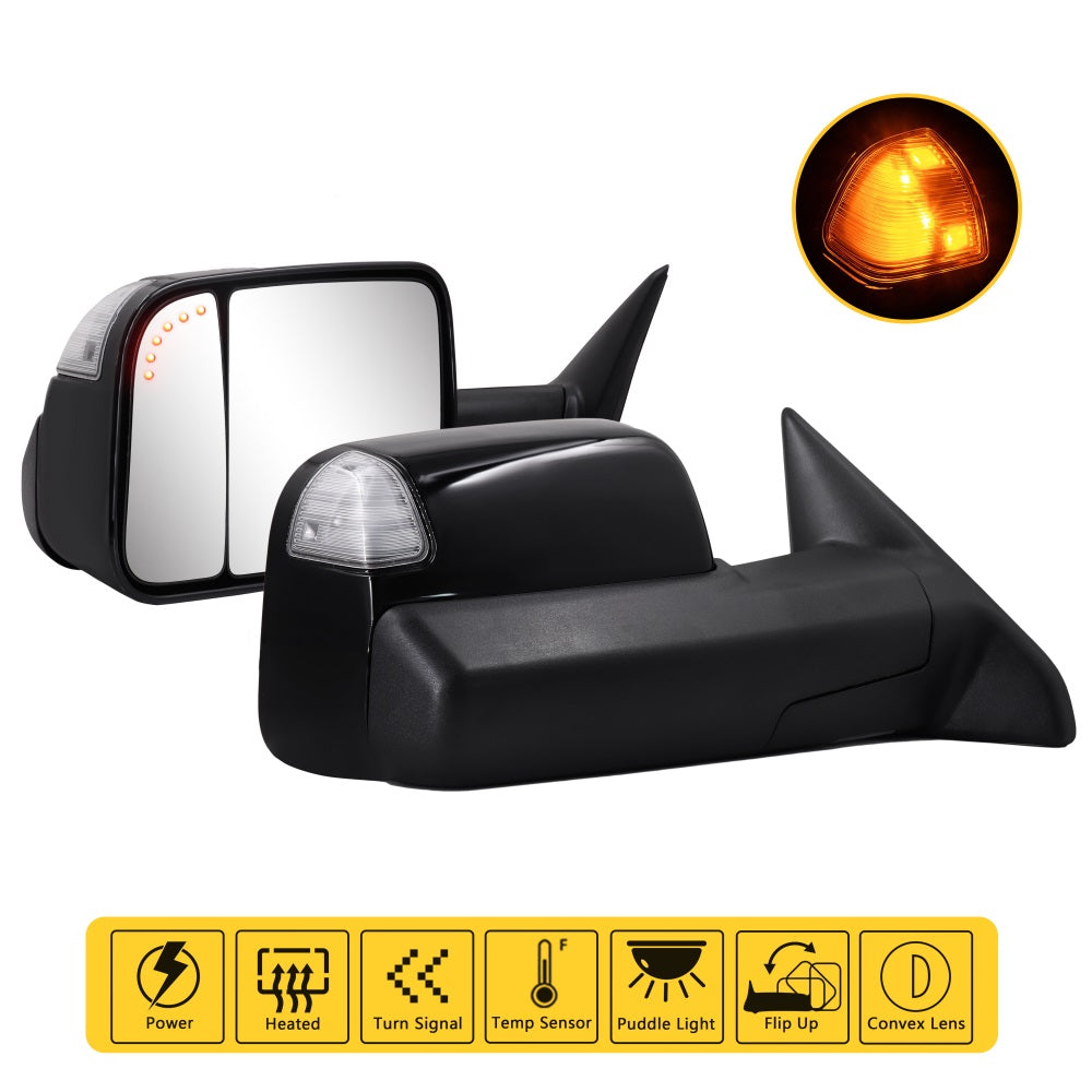 Sanooer-2009-2018-Ram-1500-2010-2018-Ram-2500-3500-Towing-Mirrors-Multfunction-Pair-Set-Painted-Black-features