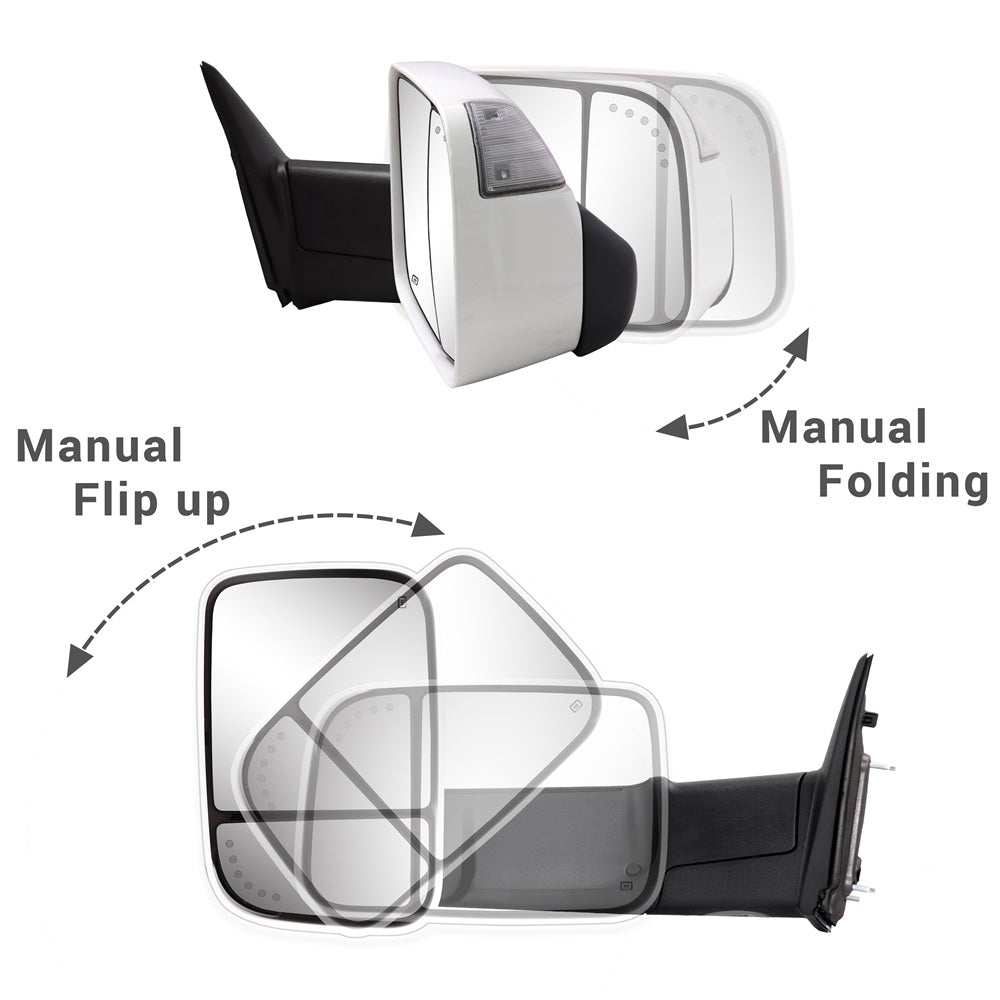 Sanooer-2009-2018-Ram-1500-2010-2018-Ram-2500-3500-Towing-Mirrors-Multfunction-Pair-Set-Painted-White-manual-flip-up-folding