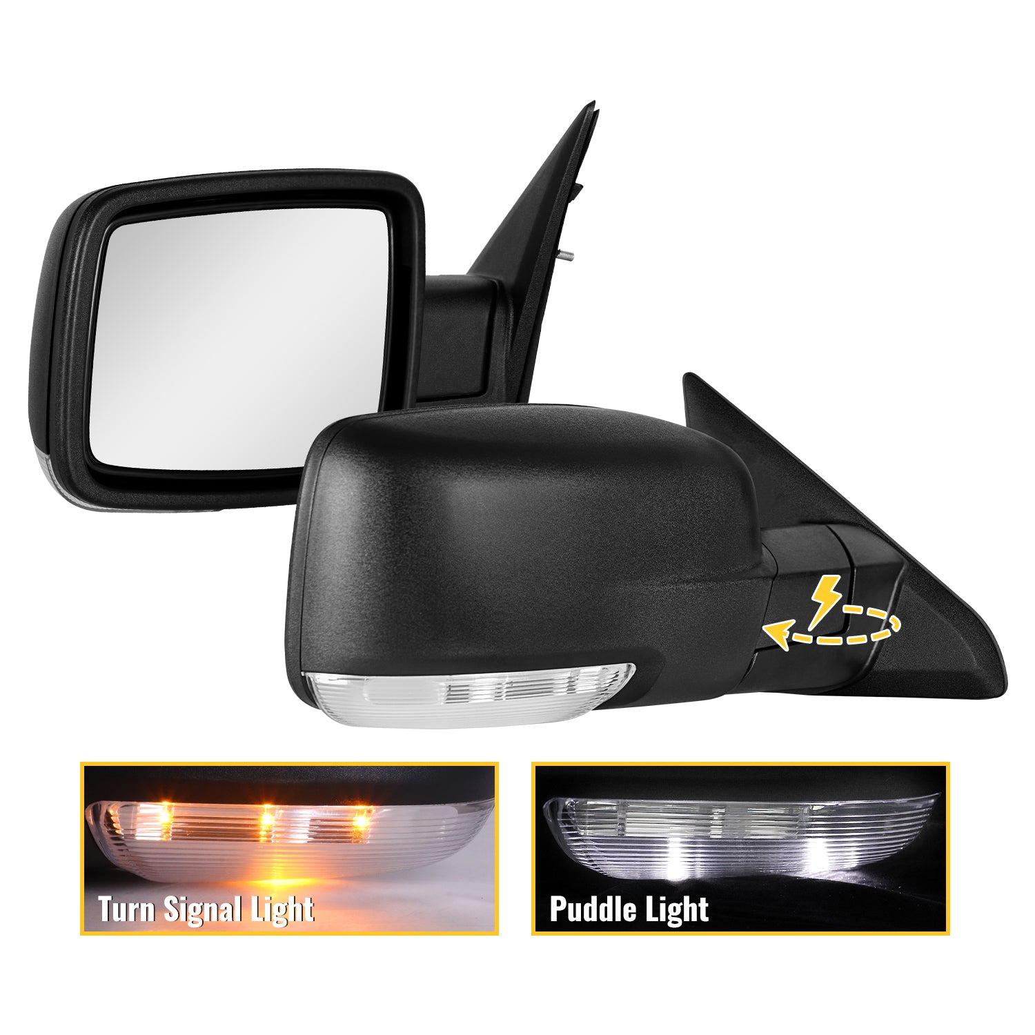 Sanooer 2009-2024 Dodge Ram powerfolding Towing Mirror one pair 