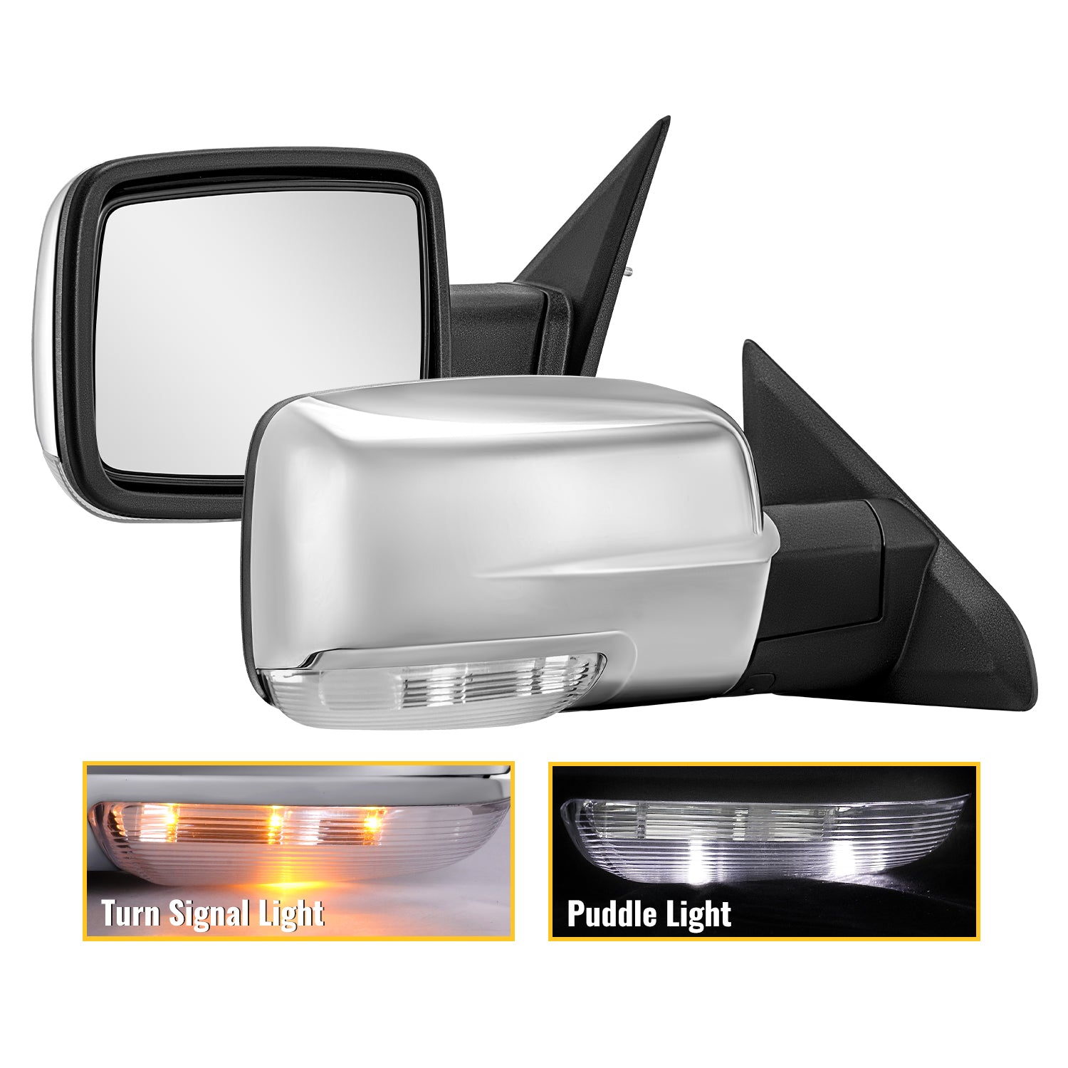 Sanooer 2009-2024 Dodge Ram left chrome Towing Mirror