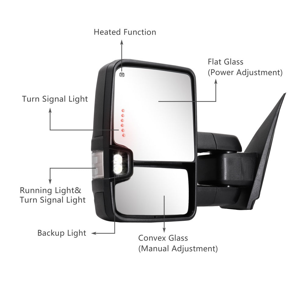 Sanooer-2014-2018-Chevy-Silverado-Extendable-Telescopic-Switchback-Chrome-Inside-Towing-Mirrors-Multifunction-Pair-Set-functions