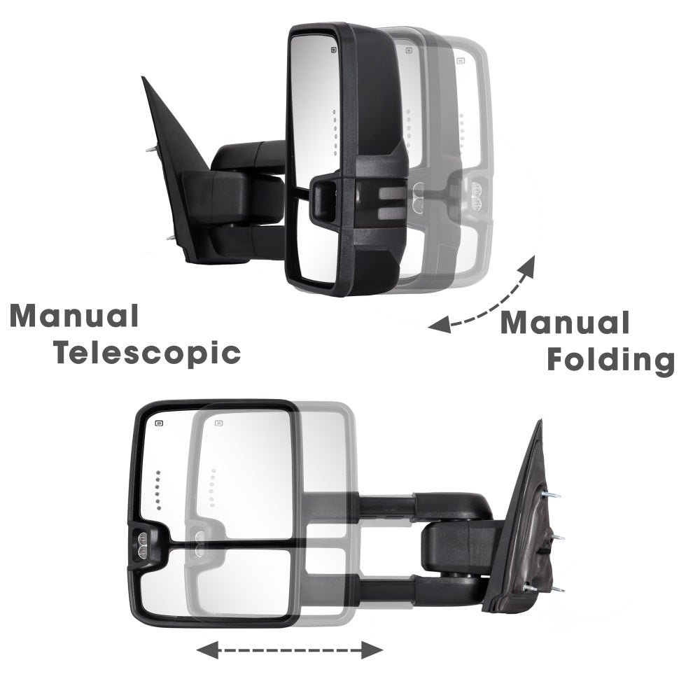 Sanooer-2014-2018-Chevy-Silverado-GMC-Sierra-Paint-Black-Switchback-Towing-Mirrors-Multifunction-Pair-Set-manual-telescopic-folding