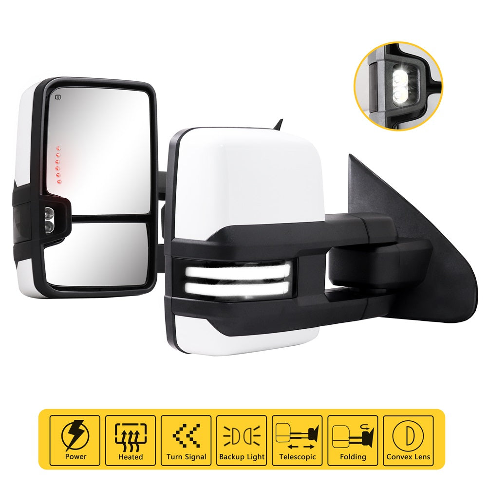 Sanooer-2014-2018-Chevy-Silverado-GMC-Sierra-Paint-White-Switchback-Towing-Mirrors-Multifunction-Pair-Set-features