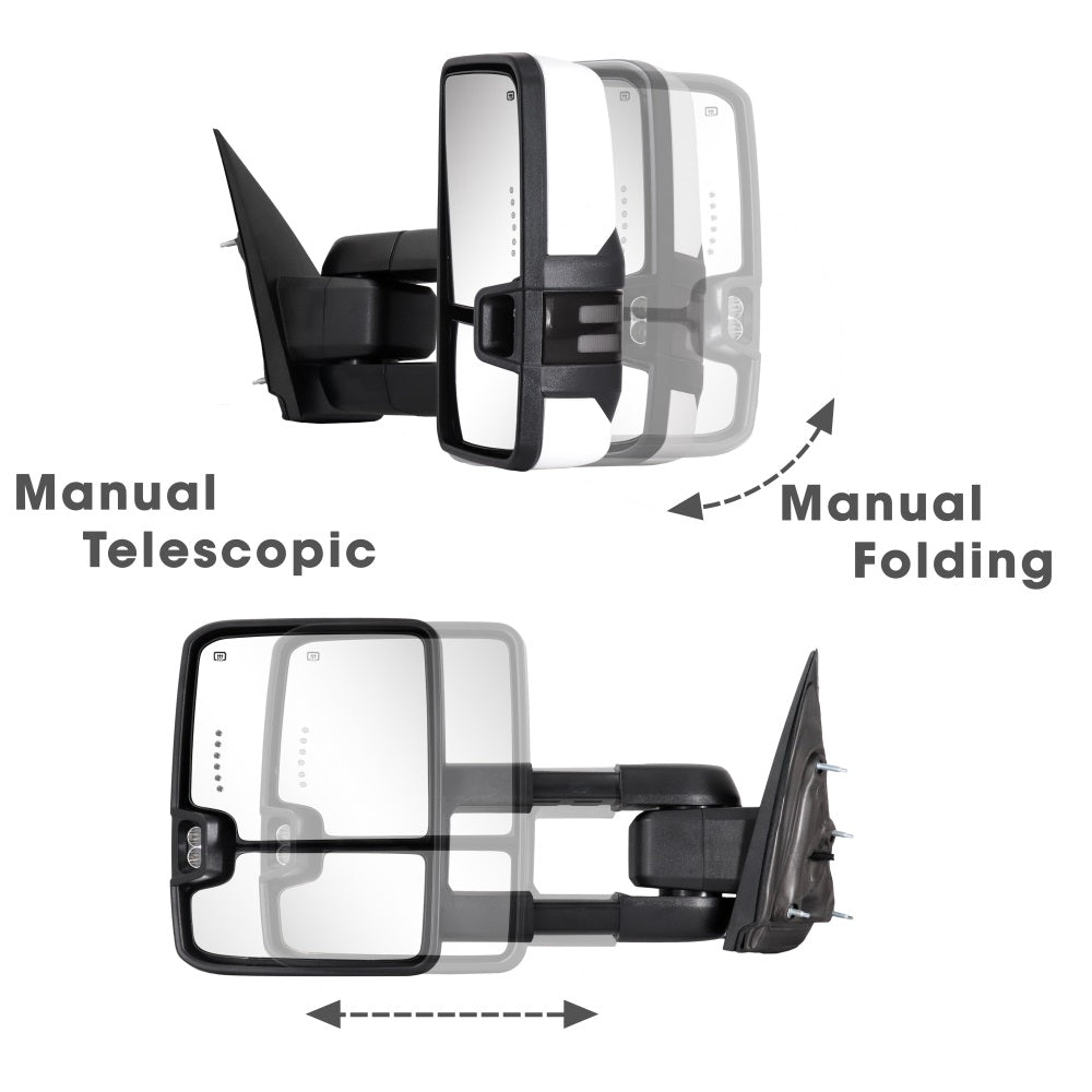 Extendable Telescopic Towing Mirrors for 2014-2019 Chevy Silverado GMC Sierra Multifunction Pair Set