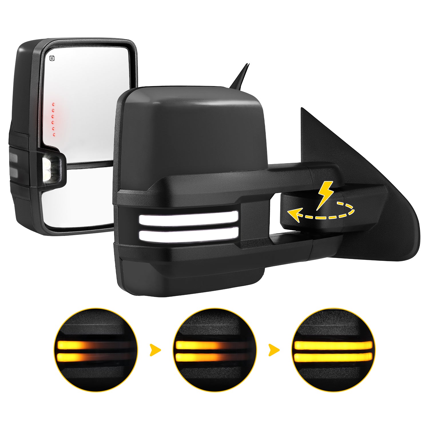 Sanooer 2014-2019 CHEVY Silverado Metal Iridium Painted Switchback Power Folding Towing Mirror