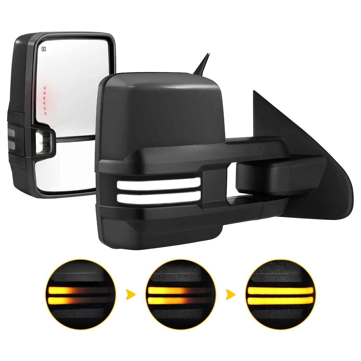 Sanooer 2014-2019 CHEVY Silverado Metal Iridium Painted Switchback Towing Mirror