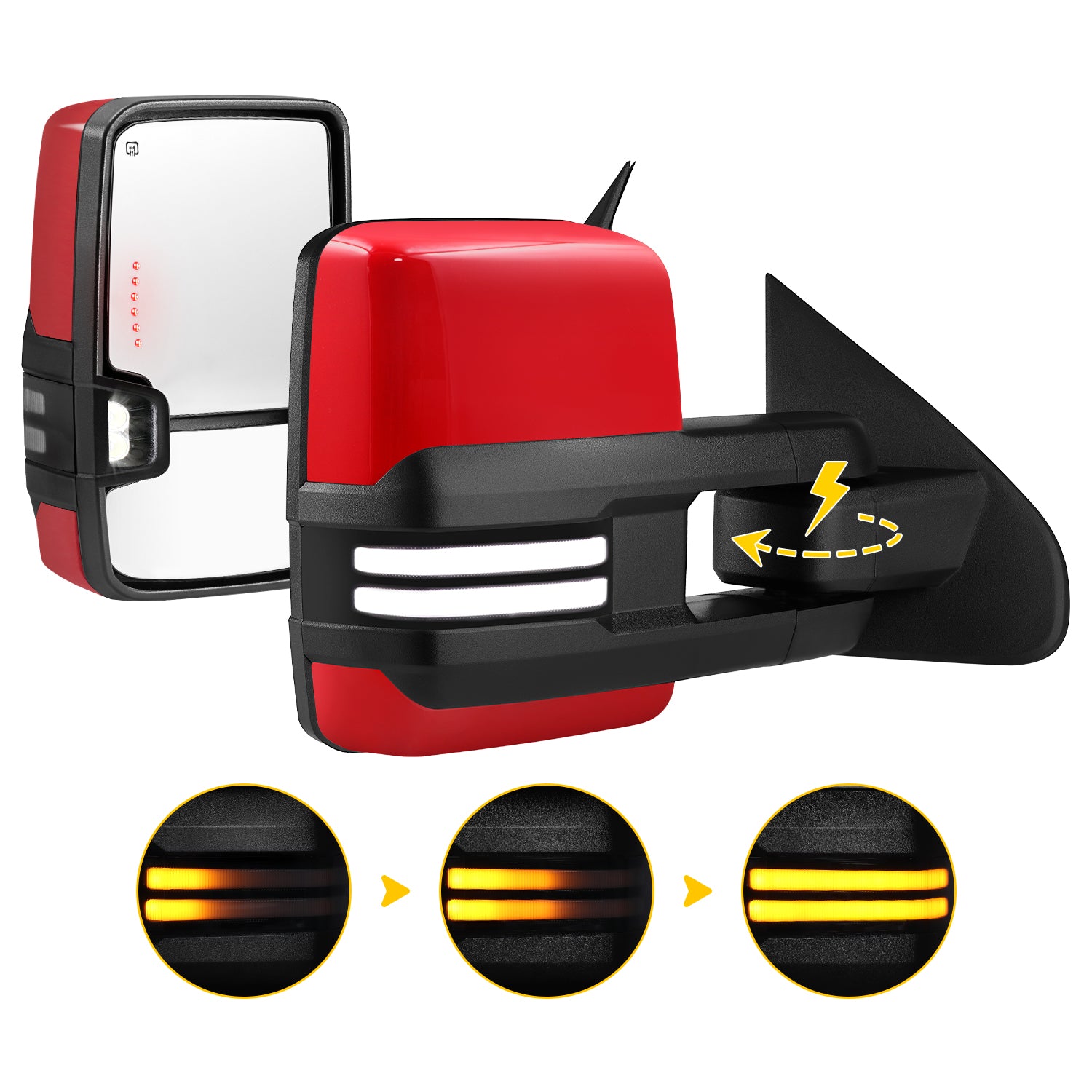 Sanooer 2014-2019 CHEVY Silverado Paint Red Switchback Power Folding Towing Mirror