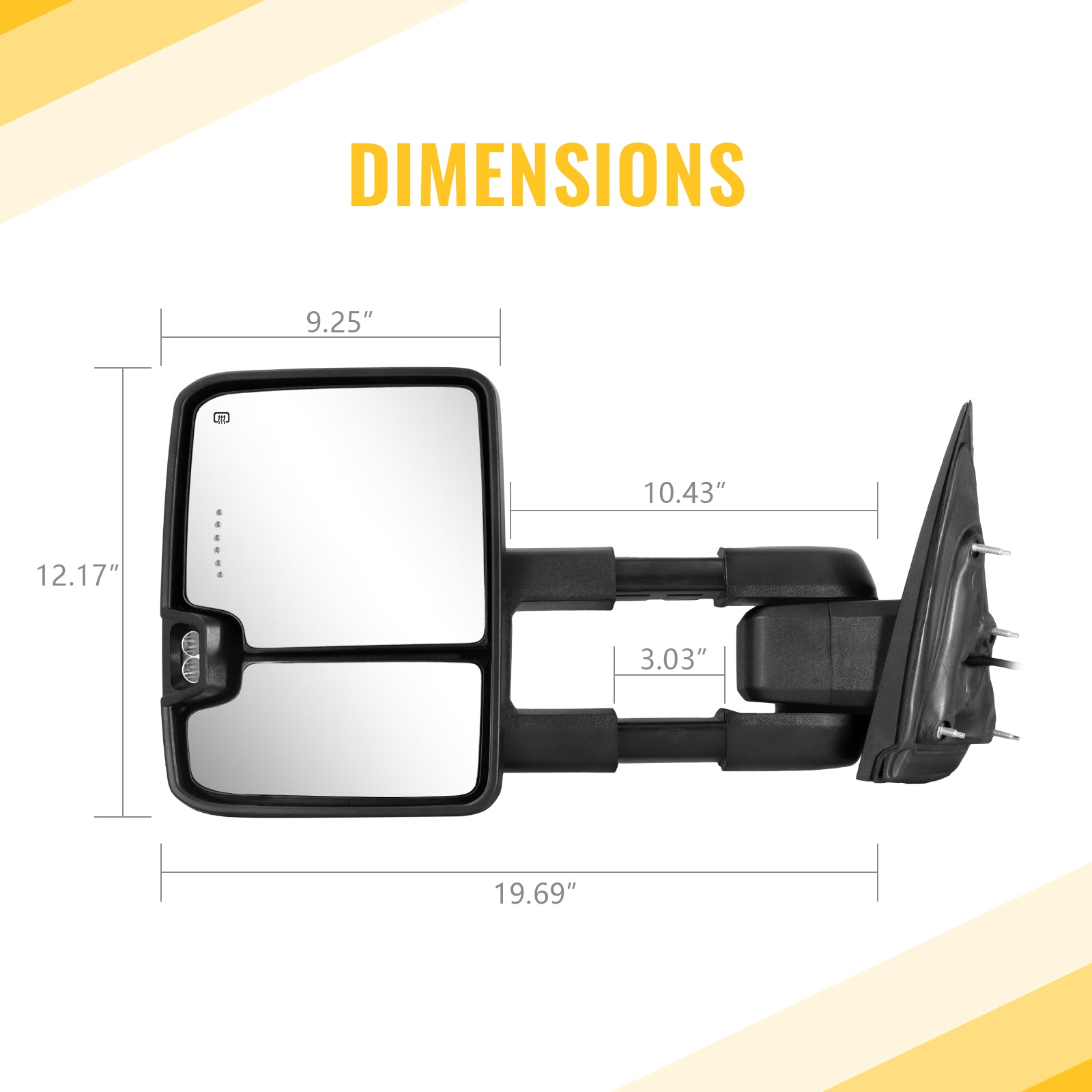 Sanooer Towing Mirror size diagram
