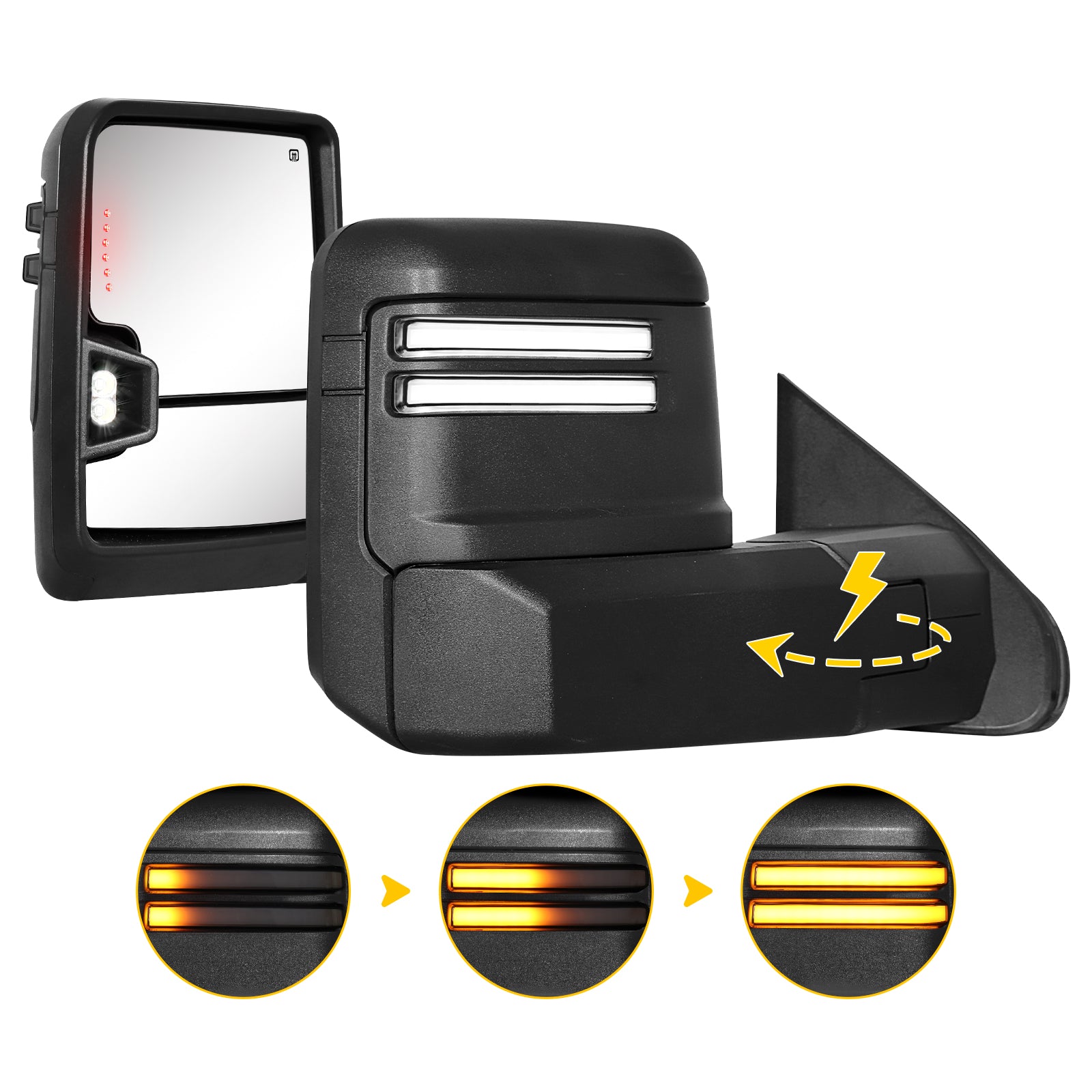 Sanooer 2014-2019 Chevy Silverado GMC Switchback Power Folding Towing Mirror