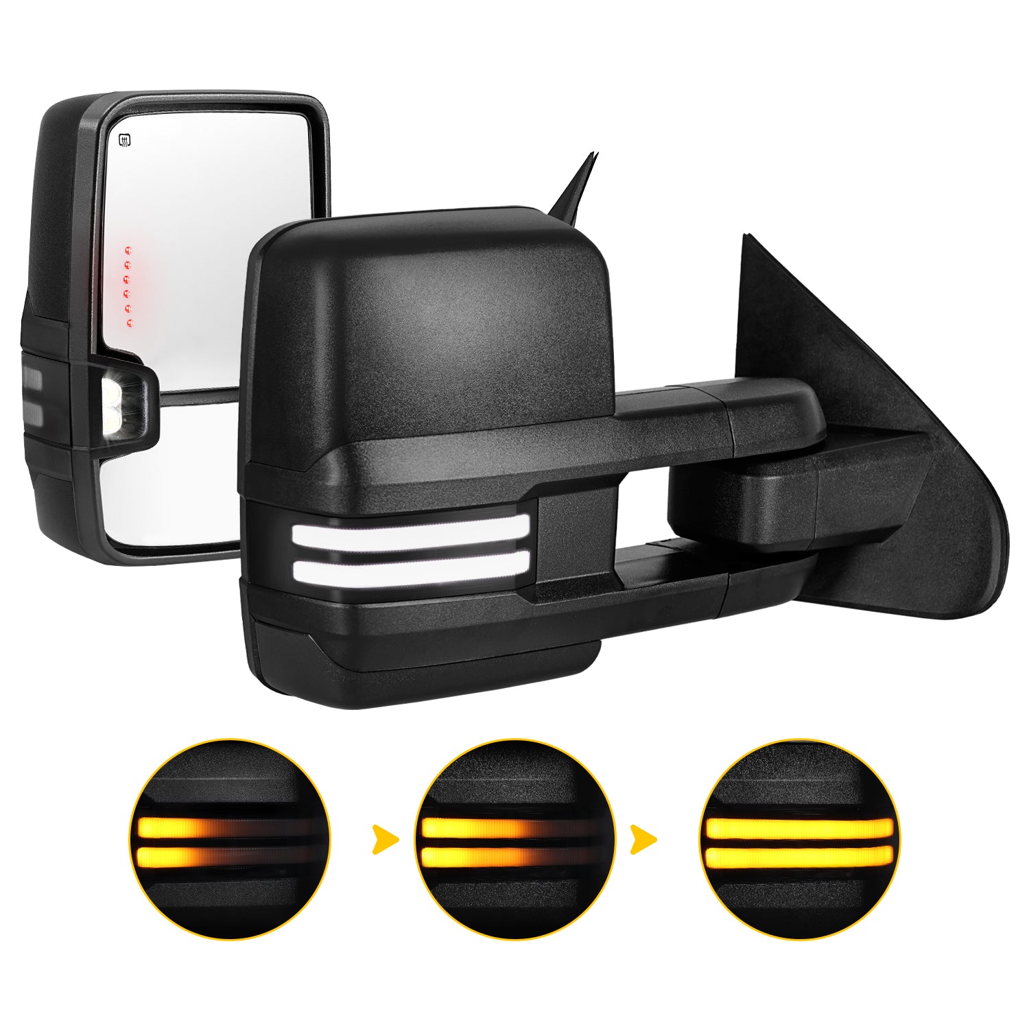 Sanooer 2014-2019 Silverado 1500 2500HD 3500HD Switchback Textured Towing Mirror
