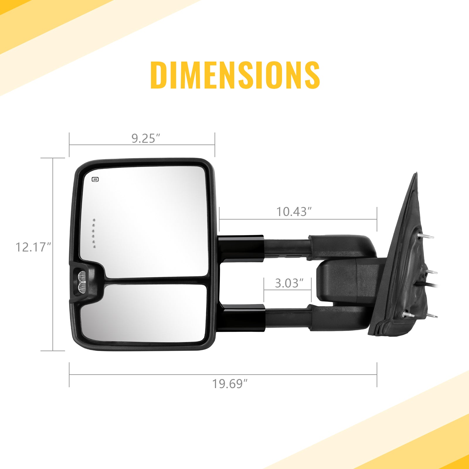 Sanooer Towing Mirror size diagram