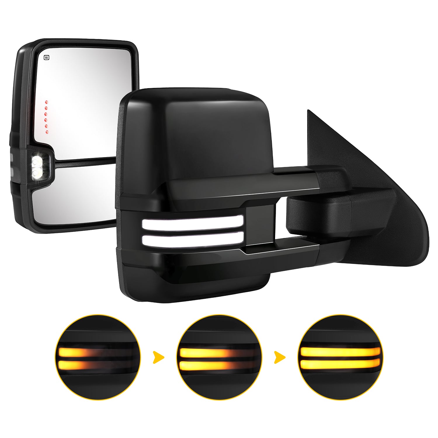 Sanooer 2014-2019 Silverado Sierra Full Painted Black Towing Mirror 
