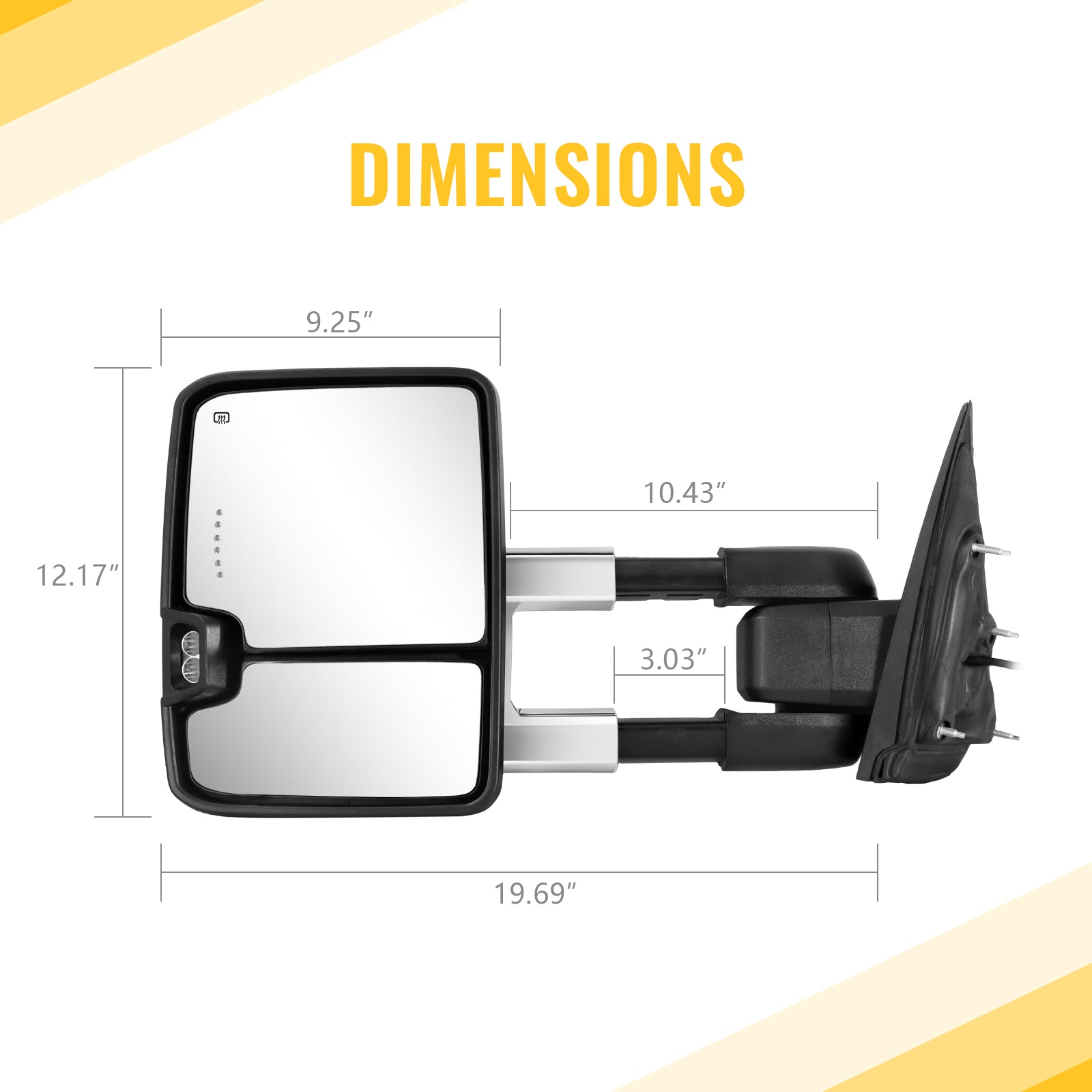 Sanooer Towing Mirror size diagram